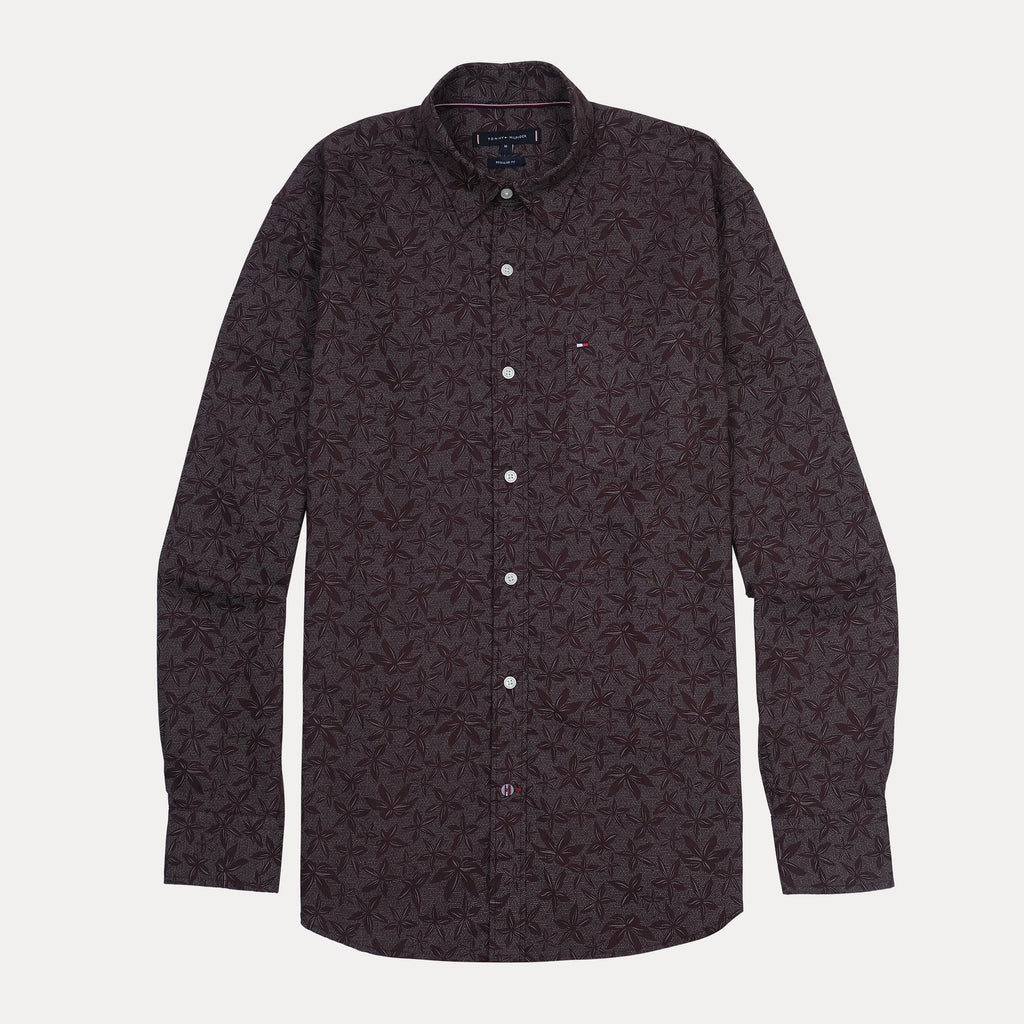 TOMMY HILFIGER Men's Regular Fit Leaf Print Shirt