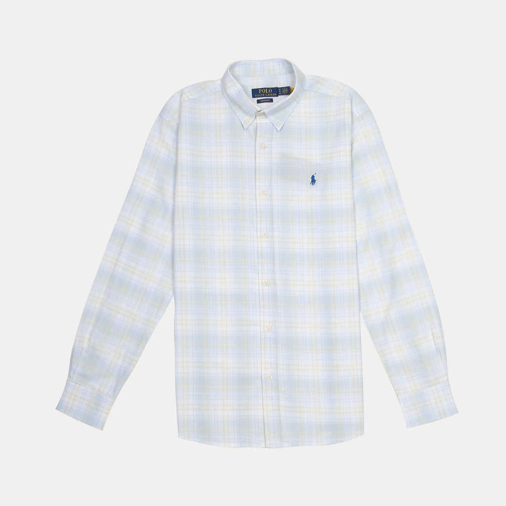 POLO RALPH LAUREN Tranquil Sky Custom Fit Long Sleeve Plaid Shirt