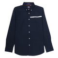 SUPERDRY Deep Sea Navy Regular Fit Button-Up Shirt with Logo