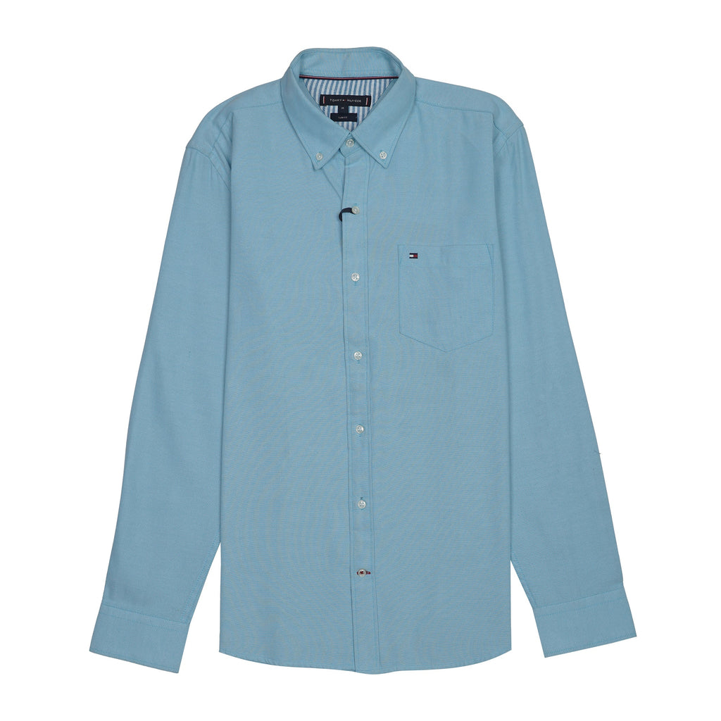 TOMMY HILFIGER Astral Teal Slim Fit Long Sleeve Button-Up Shirt
