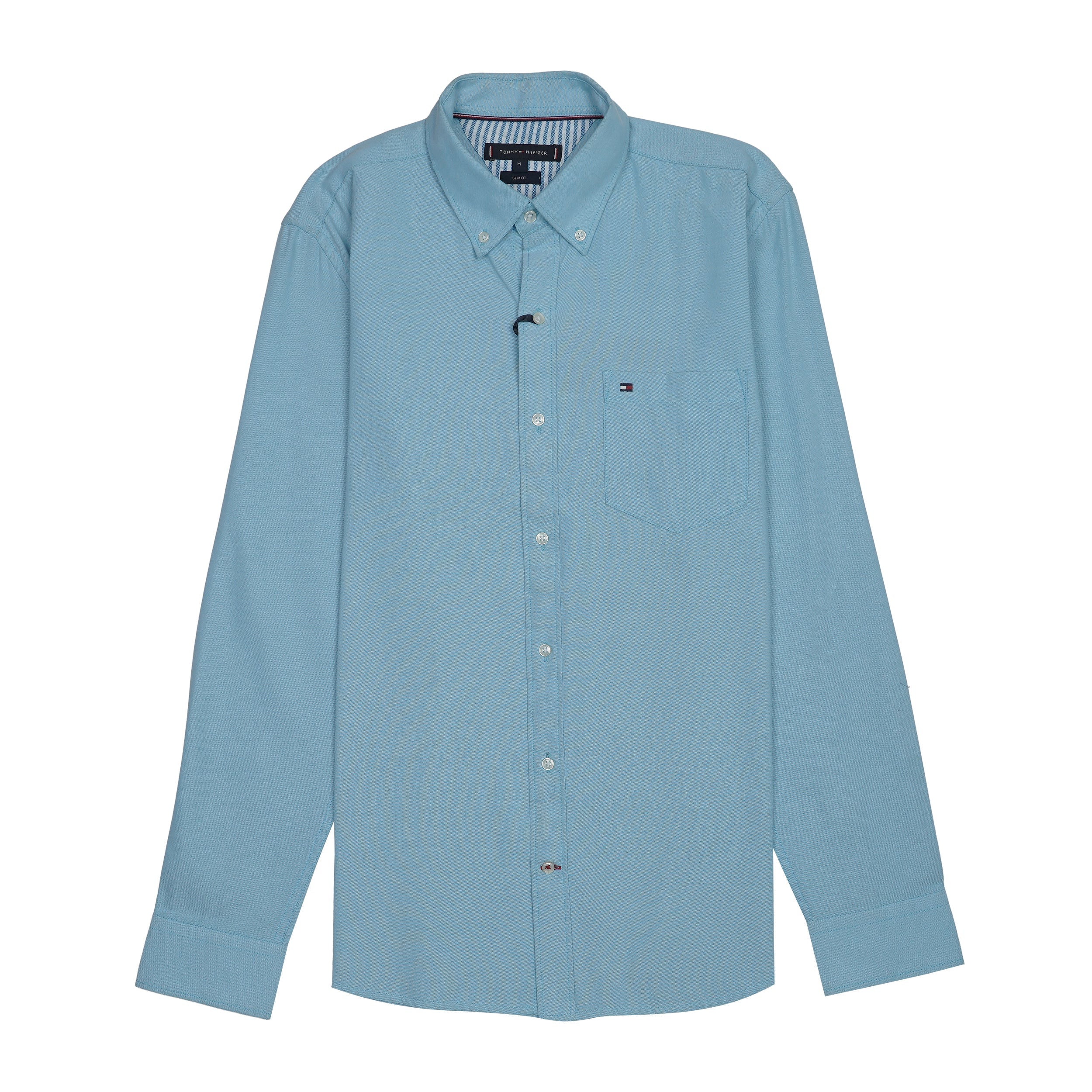 TOMMY HILFIGER Astral Teal Slim Fit Long Sleeve Button-Up Shirt