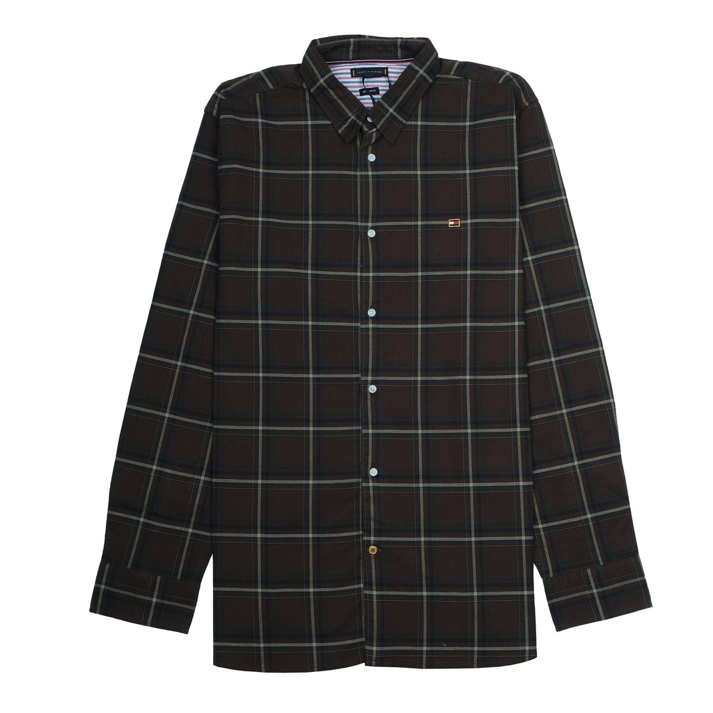 TOMMY HILFIGER Rustic Walnut Classic Fit Check Button-Up Shirt