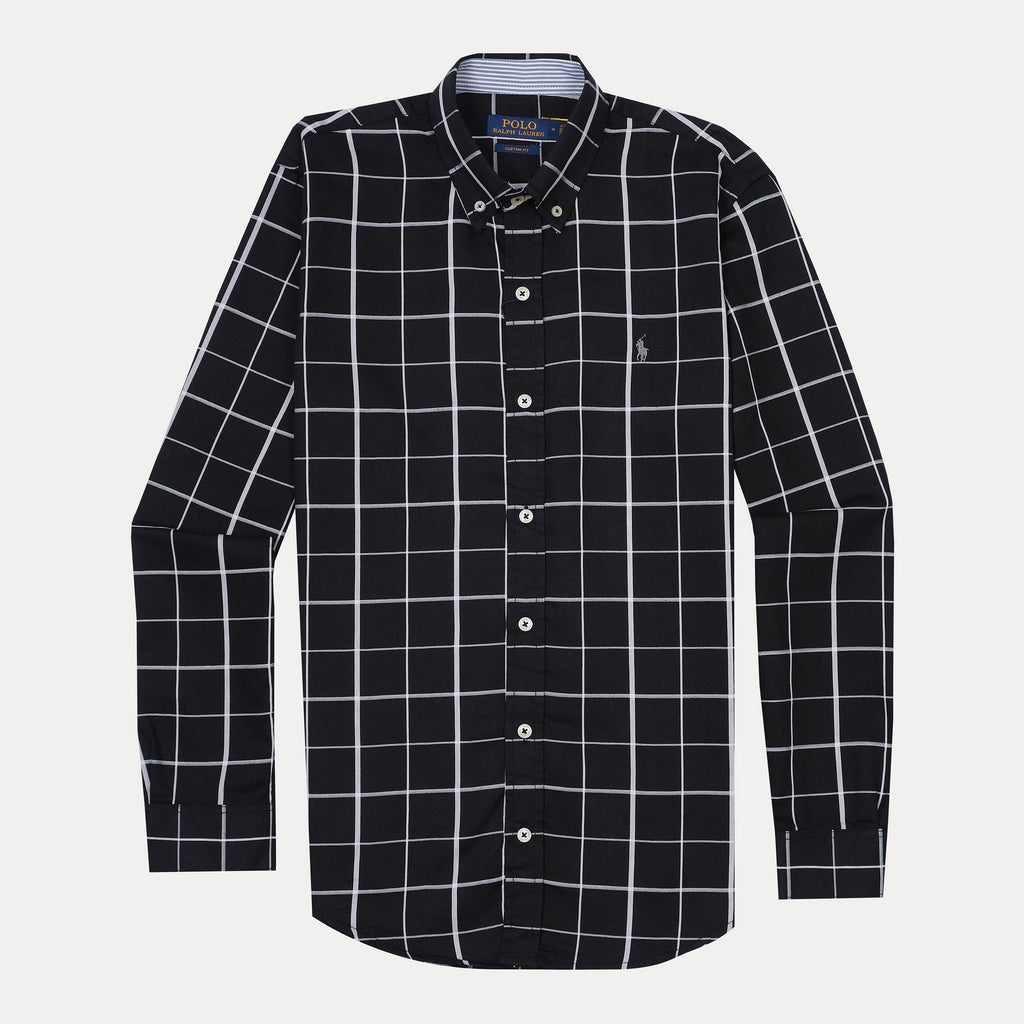 POLO RALPH LAUREN Mystic Ash Custom Fit Long Sleeve Checkered Shirt