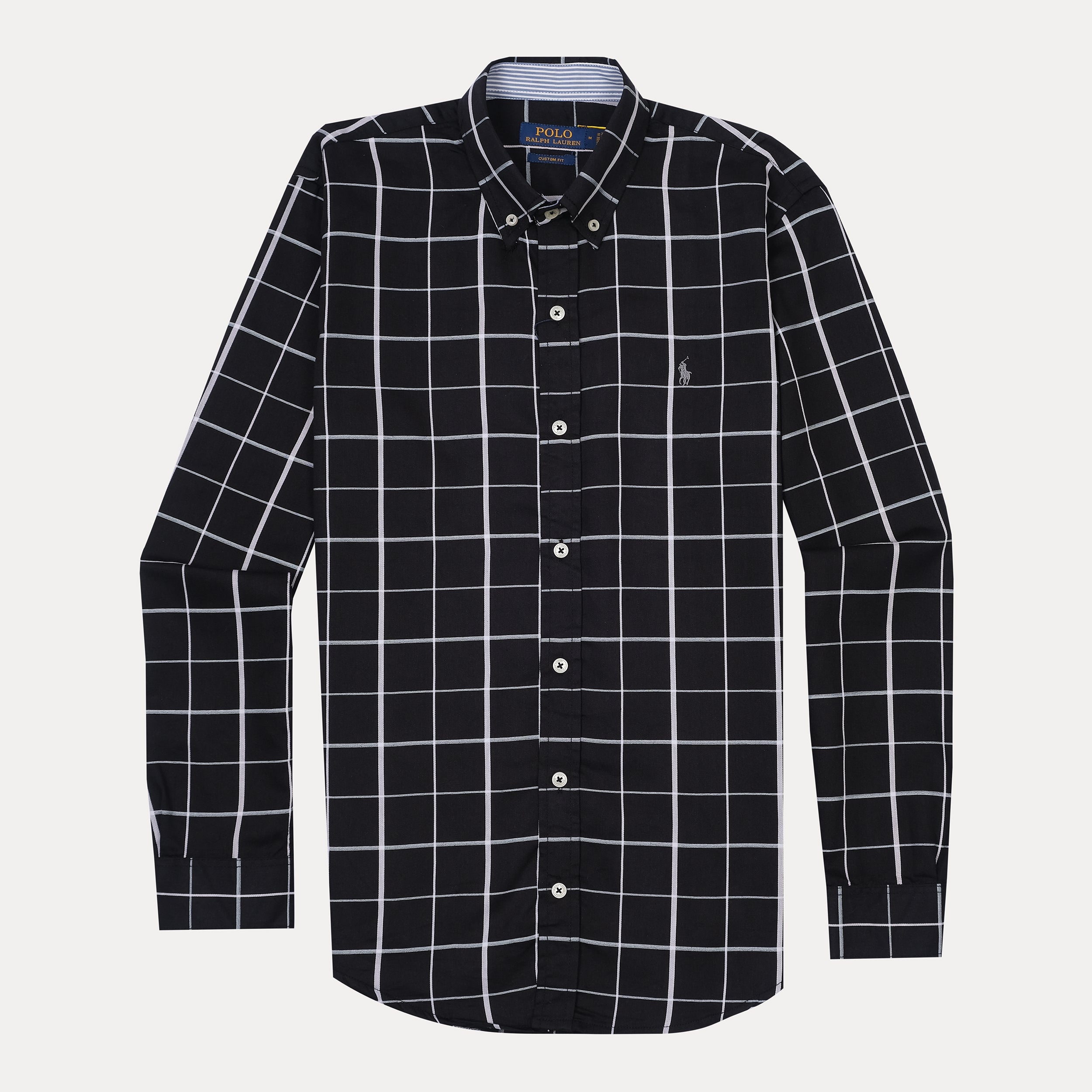POLO RALPH LAUREN Mystic Ash Custom Fit Long Sleeve Checkered Shirt