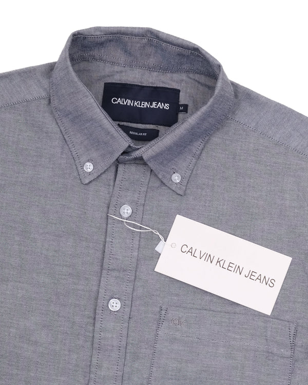 CALVIN KLEIN Misty Steel Slim Fit Long Sleeve Button-Down Shirt