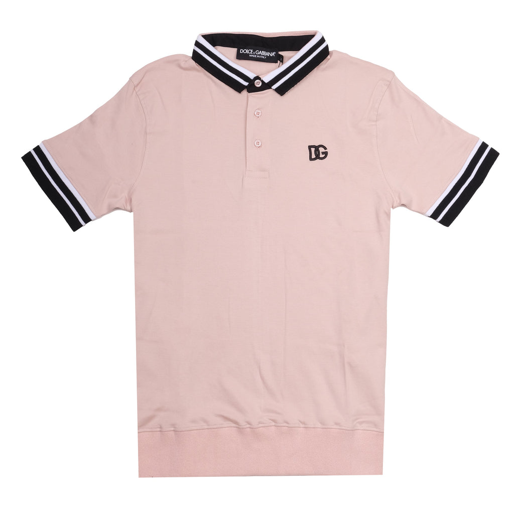 DOLCE&GABBANA Blush Petal Slim Fit Striped Collar Polo Shirt