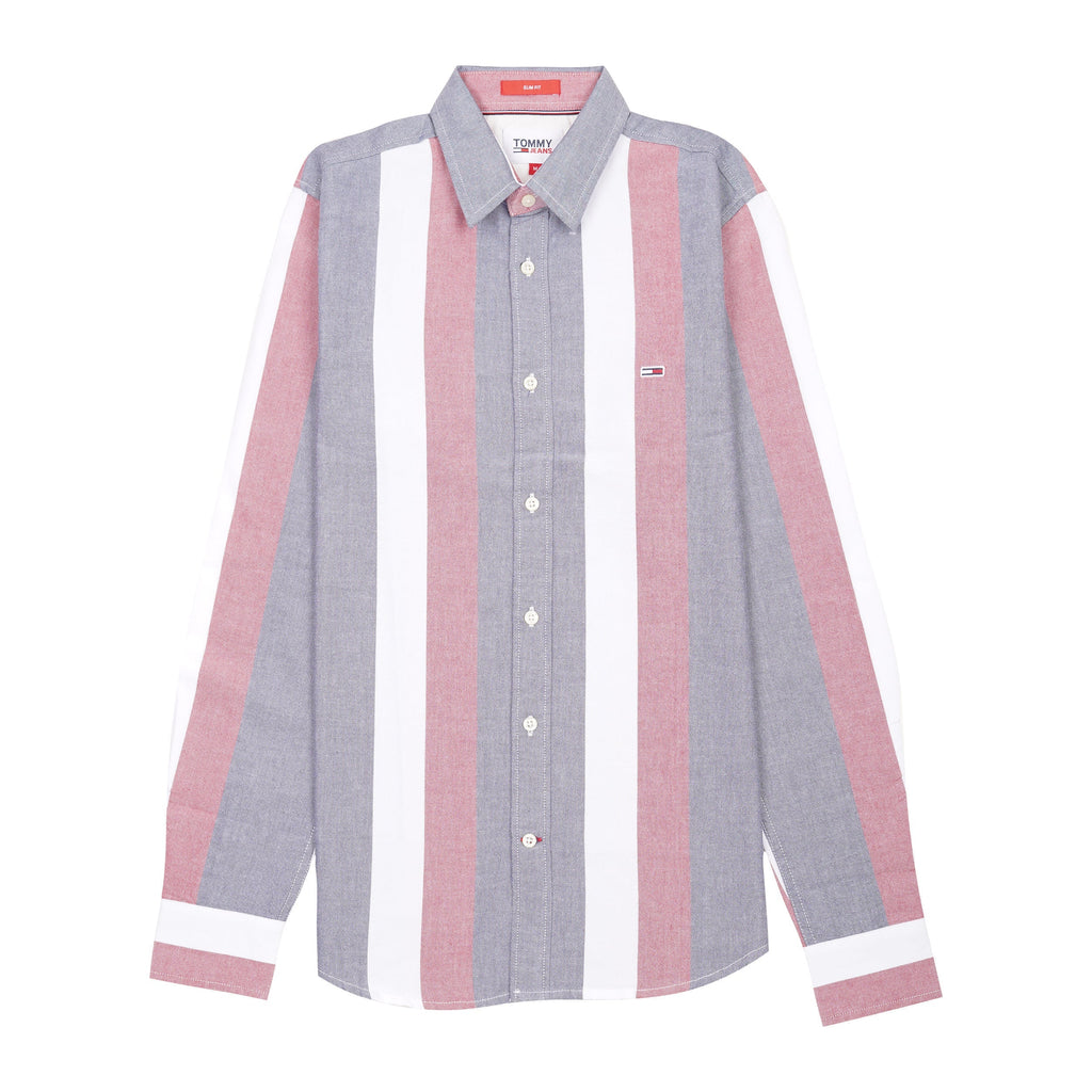 TOMMY JEANS Coral Mist Modern Fit Long Sleeve Striped Shirt