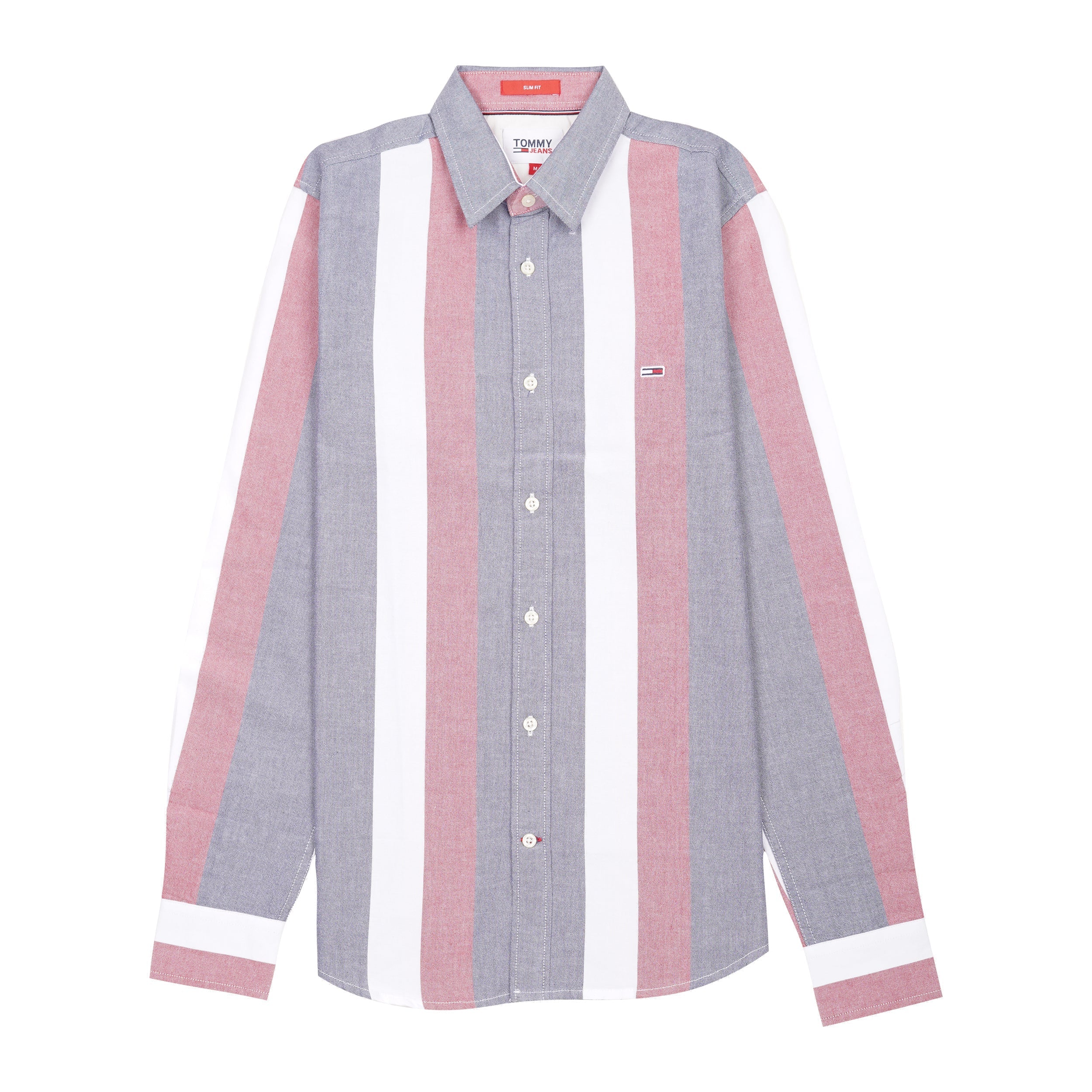 TOMMY JEANS Coral Mist Modern Fit Long Sleeve Striped Shirt
