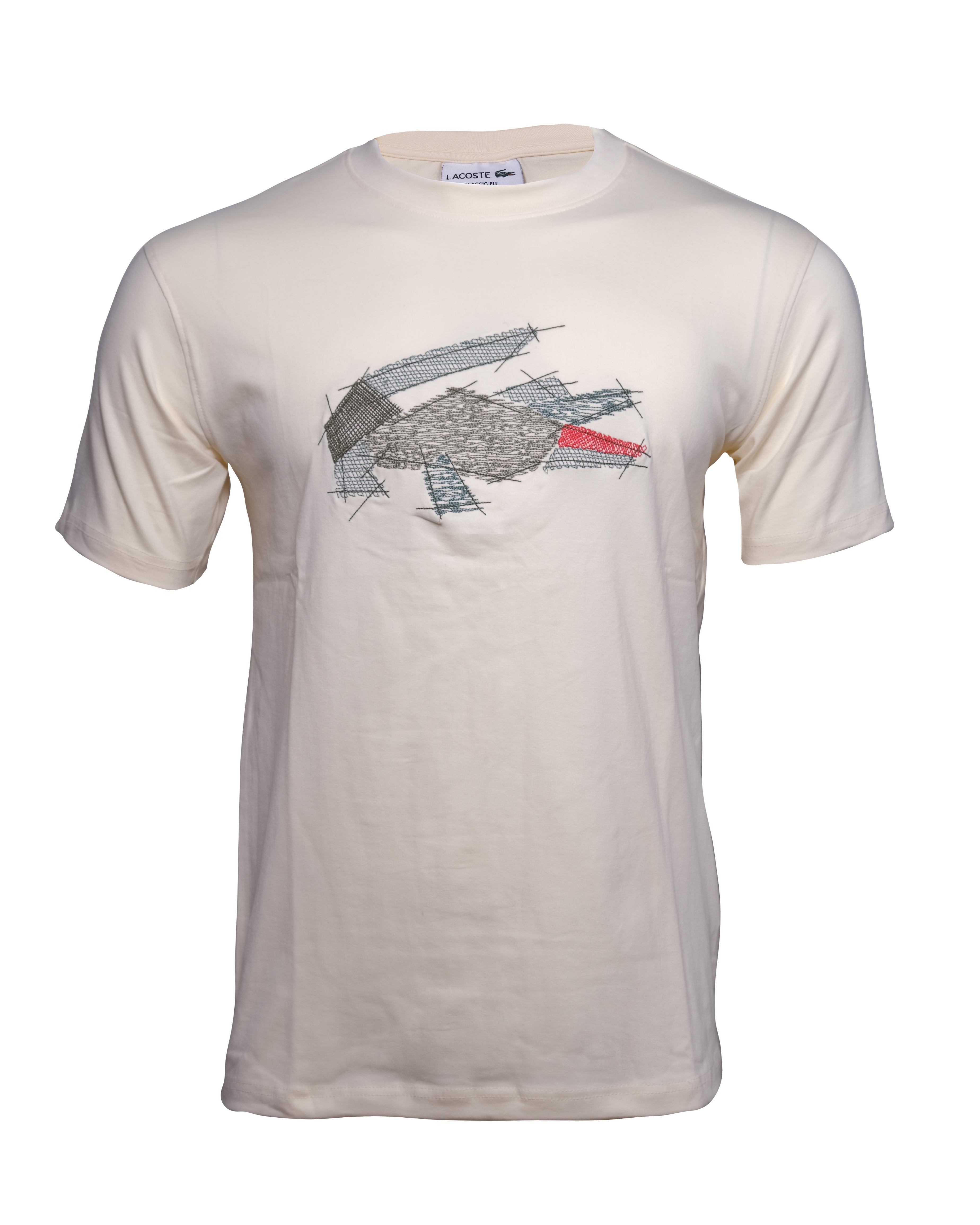 LACOSTE Creamy Canvas Slim Fit Graphic Crewneck Tee