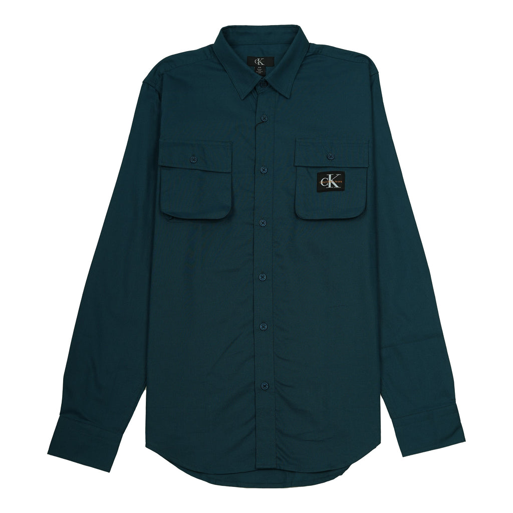 CALVIN KLEIN Deep Lagoon Relaxed Fit Long Sleeve Utility Shirt