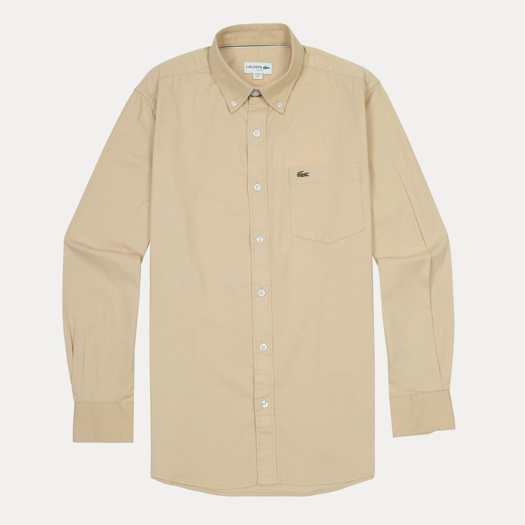 LACOSTE Whispering Almond Classic Fit Long Sleeve Button-Down Shirt