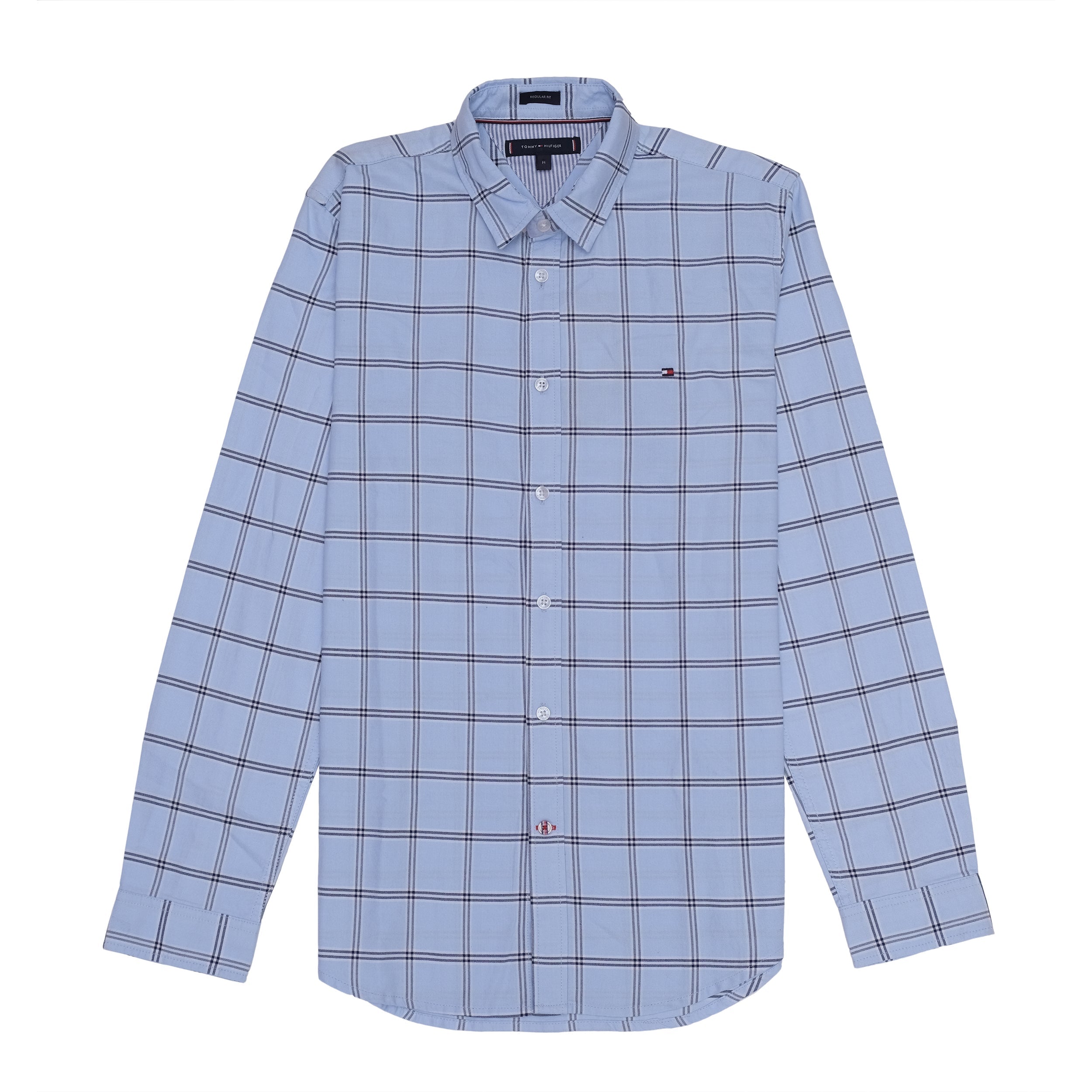 TOMMY HILFIGER Celestial Blue Checkered Classic Fit Long Sleeve Shirt