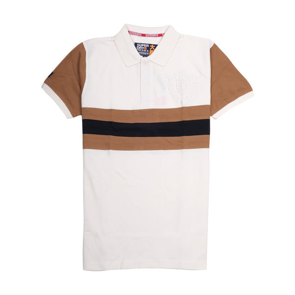 SUPERDRY Creamy Almond Slim Fit Striped Polo Shirt