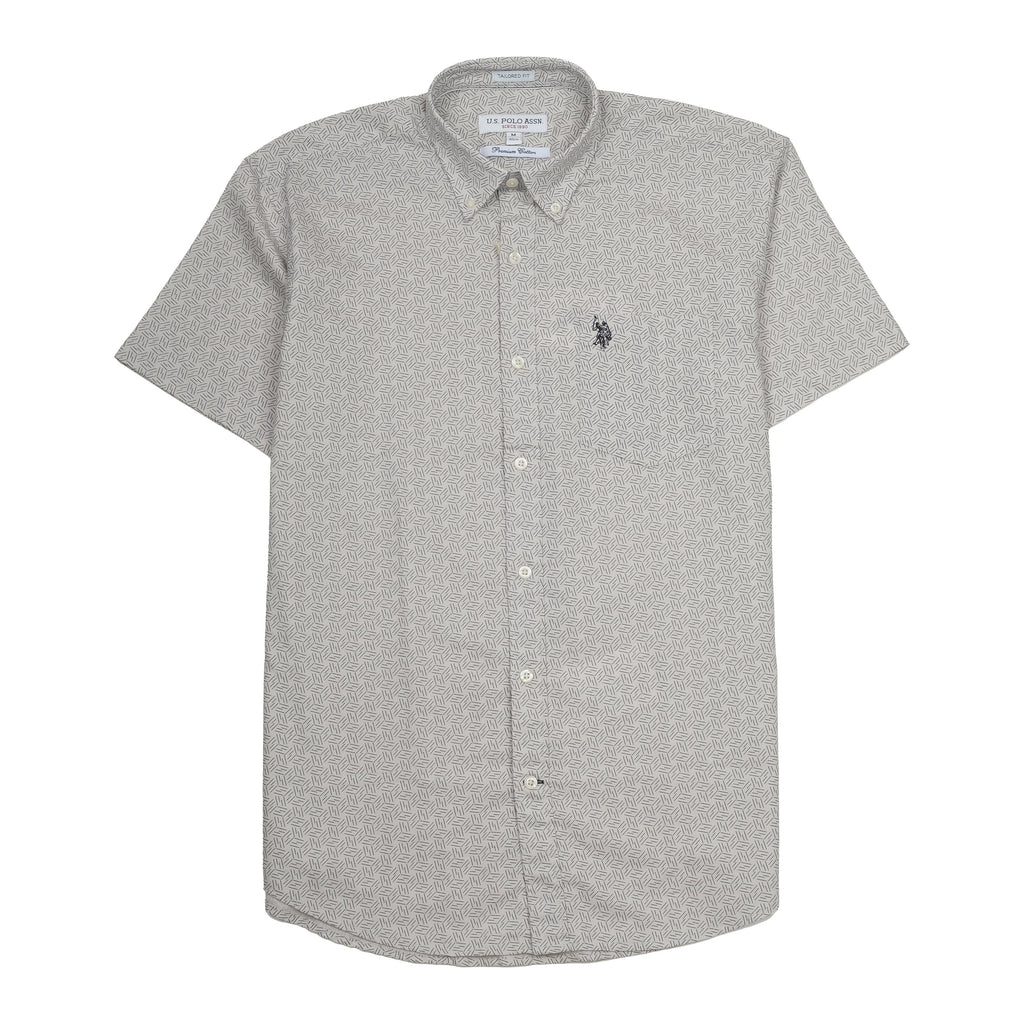 U.S. POLO ASSN. Tranquil Sage Tailored Fit Short Sleeve Textured Shirt