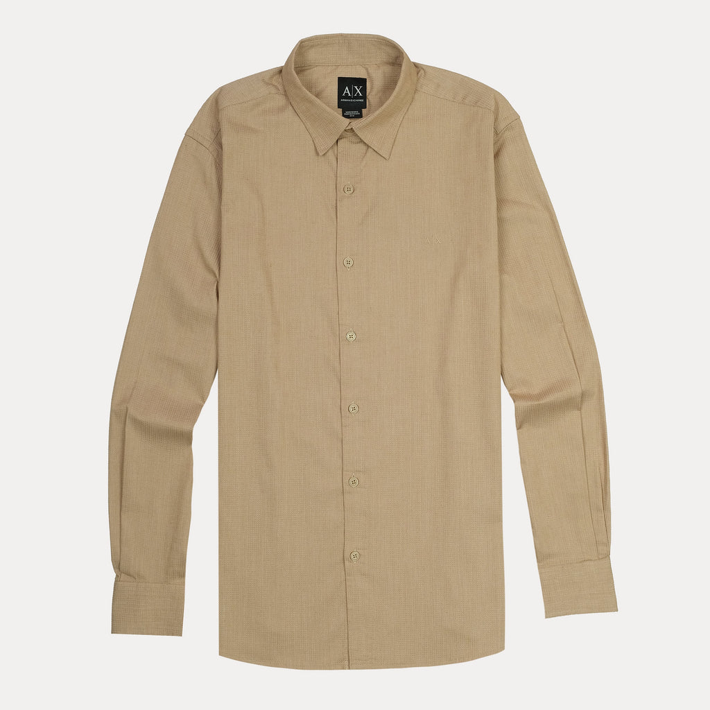 ARMANI EXCHANGE Sandstone Whisper Slim Fit Long Sleeve Textured Button-Up Shirt