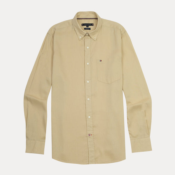 TOMMY HILFIGER Dune Beige Effortless Fit Long Sleeve Button-Up Shirt