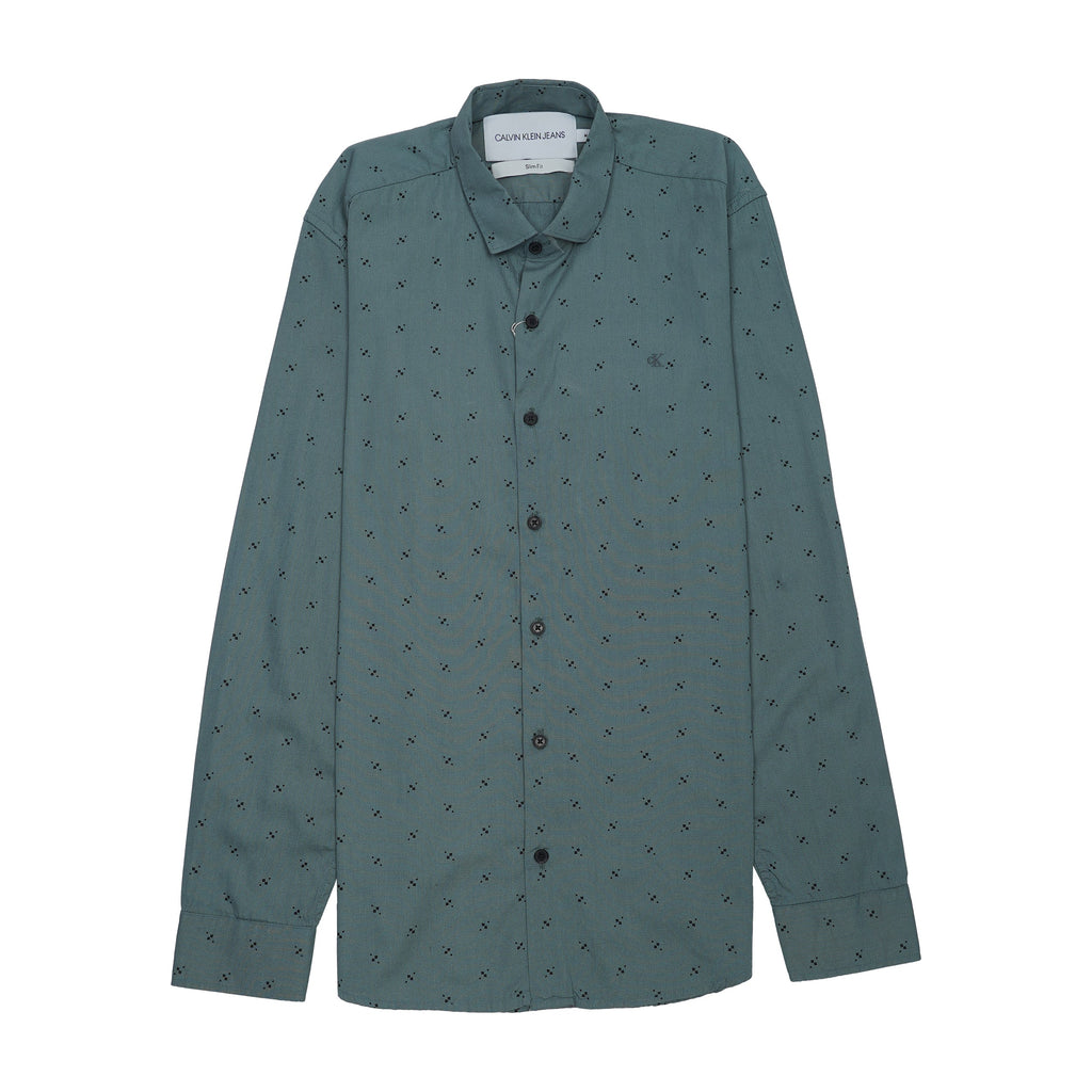 CALVIN KLEIN JEANS Radiant Teal Tailored Fit Long Sleeve Shirt
