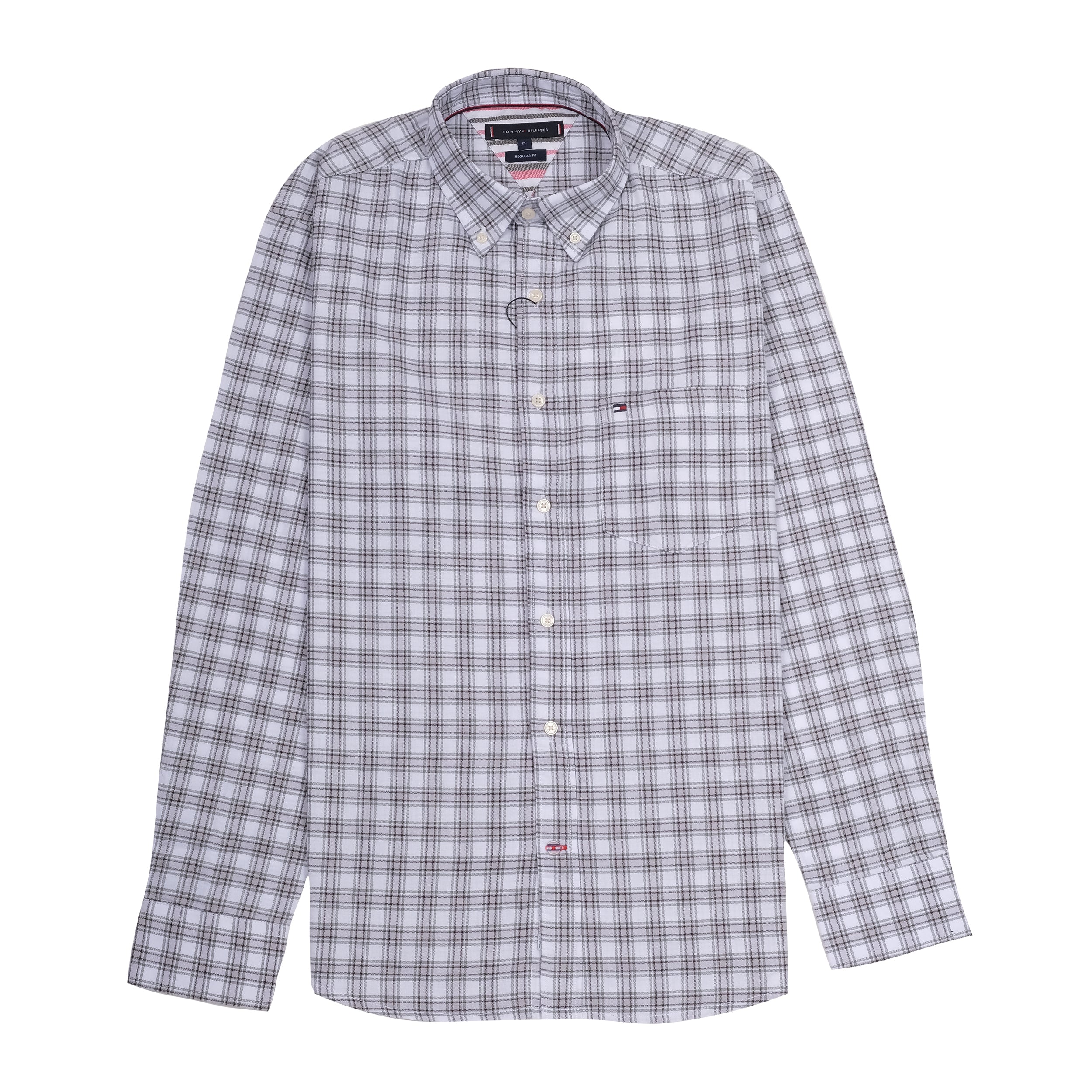 TOMMY HILFIGER Ethereal Pearl Tailored Fit Long Sleeve Checkered Button-Down Shirt