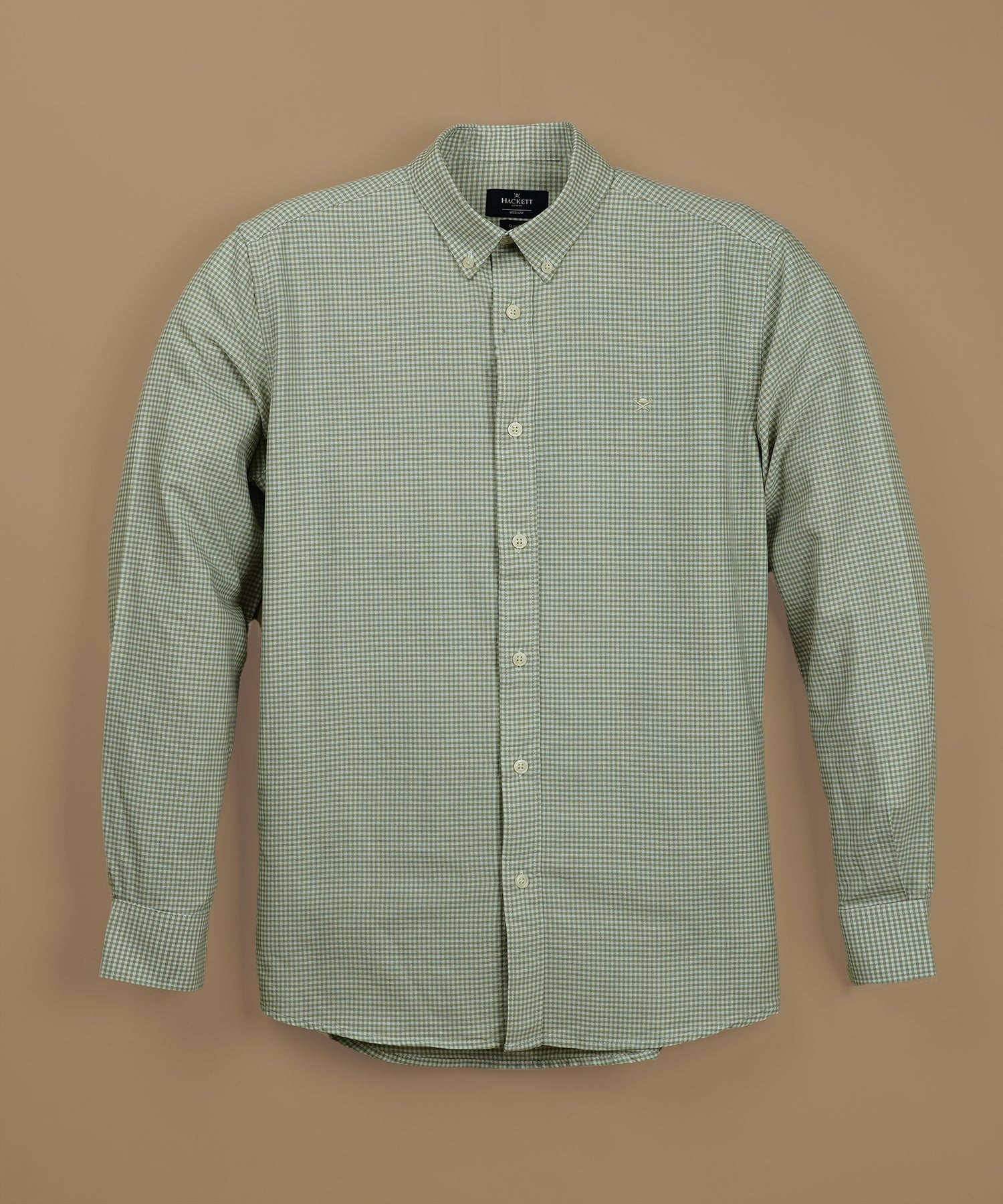 HACKETT Verdant Mist Tailored Fit Long Sleeve Gingham Shirt