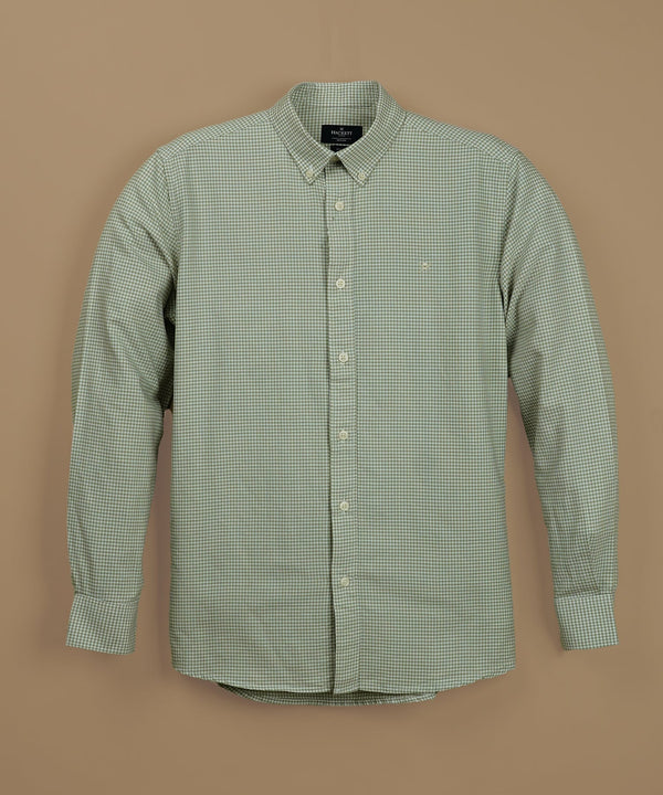 HACKETT Verdant Mist Tailored Fit Long Sleeve Gingham Shirt