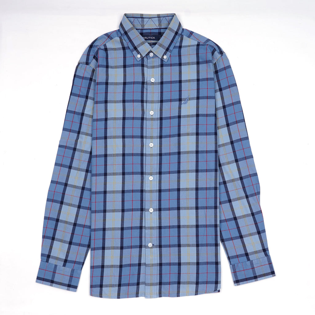 NAUTICA Radiant Azure Tailored Fit Long Sleeve Button-Up Shirt
