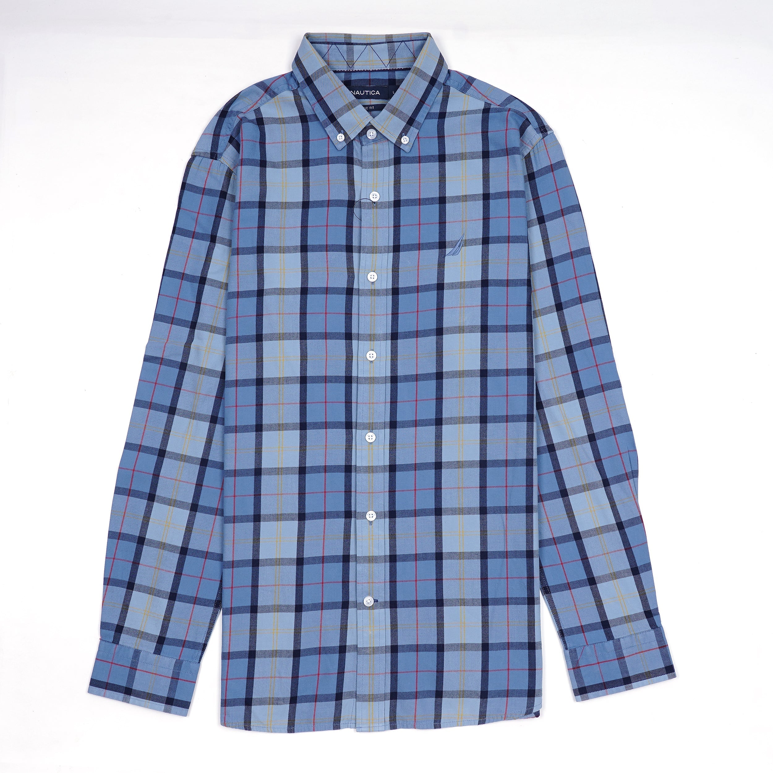 NAUTICA Radiant Azure Tailored Fit Long Sleeve Button-Up Shirt