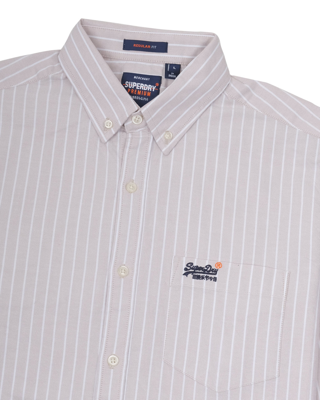 SUPERDRY Whispering Cream Classic Fit Long Sleeve Oxford Shirt