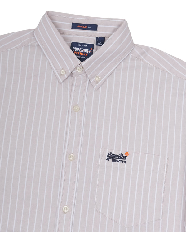 SUPERDRY Whispering Cream Classic Fit Long Sleeve Oxford Shirt
