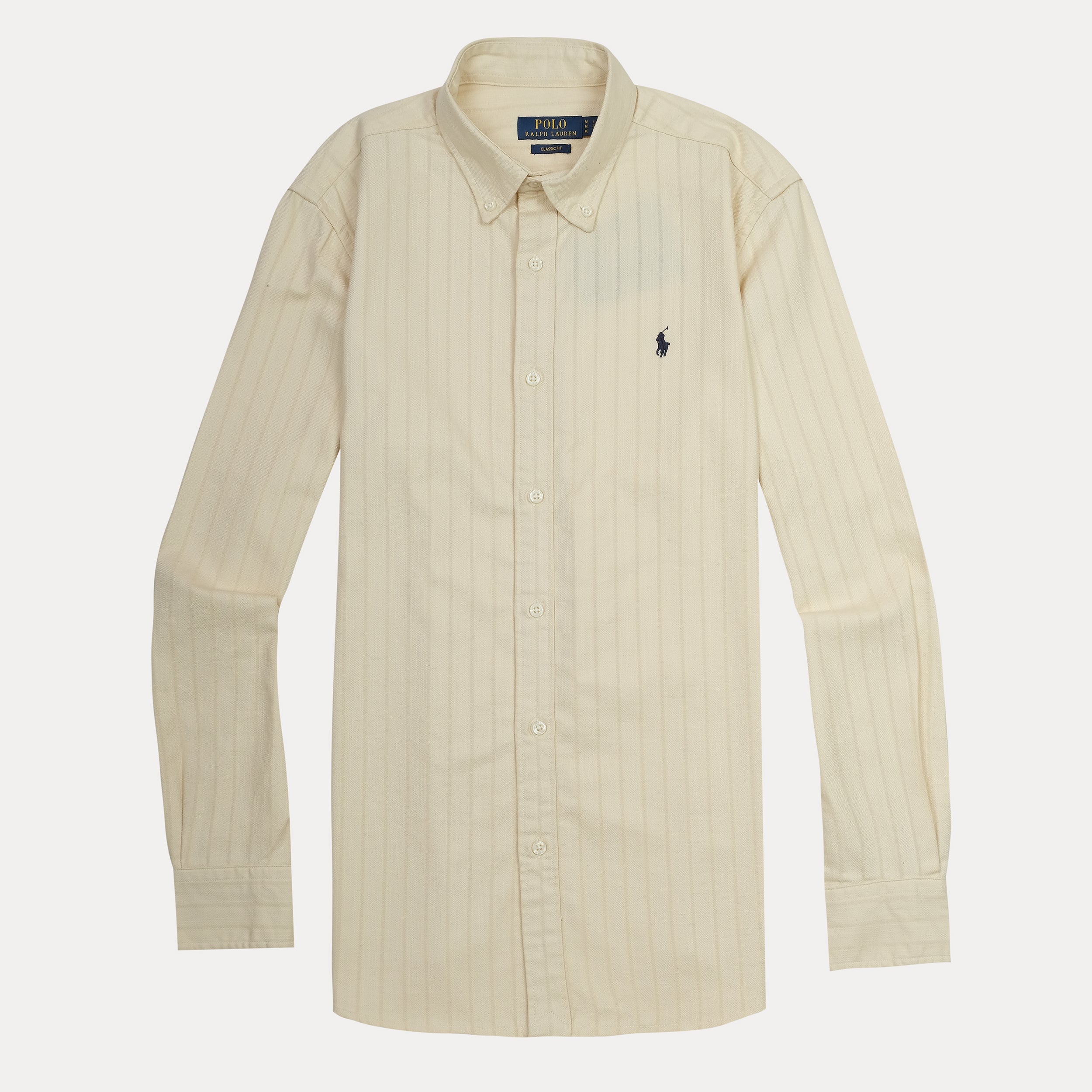 POLO RALPH LAUREN Silken Biscotti Tailored Fit Long Sleeve Striped Shirt