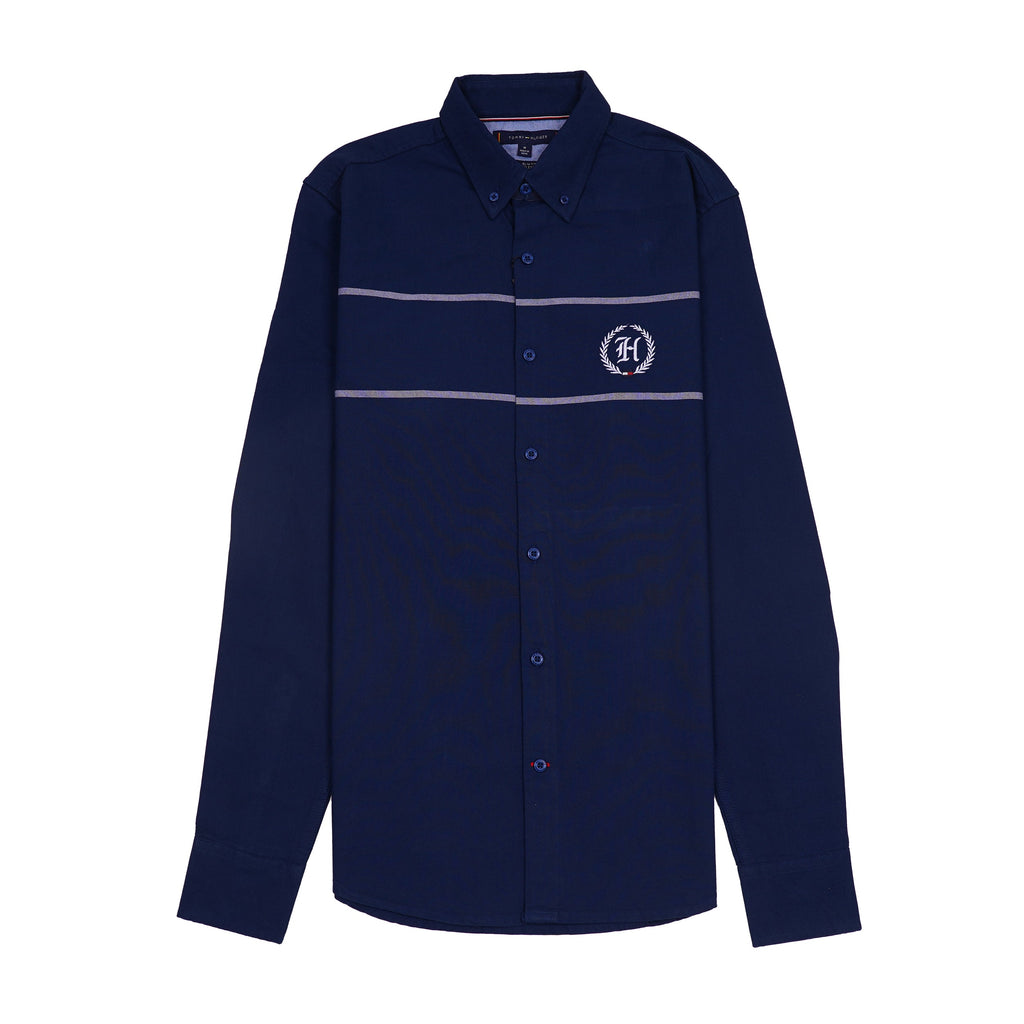 TOMMY HILFIGER Prismatic Indigo Tailored Fit Long Sleeve Button-Up Shirt