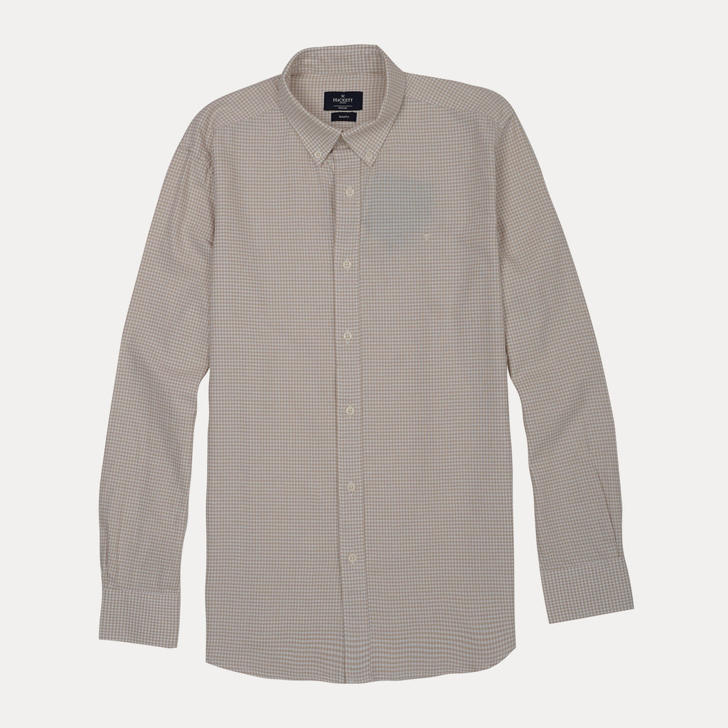 HACKETT Sunbeam Almond Tailored Fit Long Sleeve Gingham Shirt
