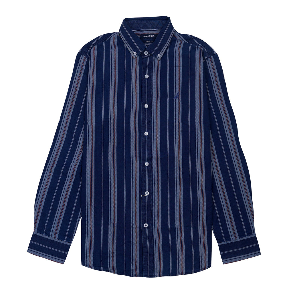 NAUTICA Enchanted Azure Classic Fit Striped Button-Up Shirt