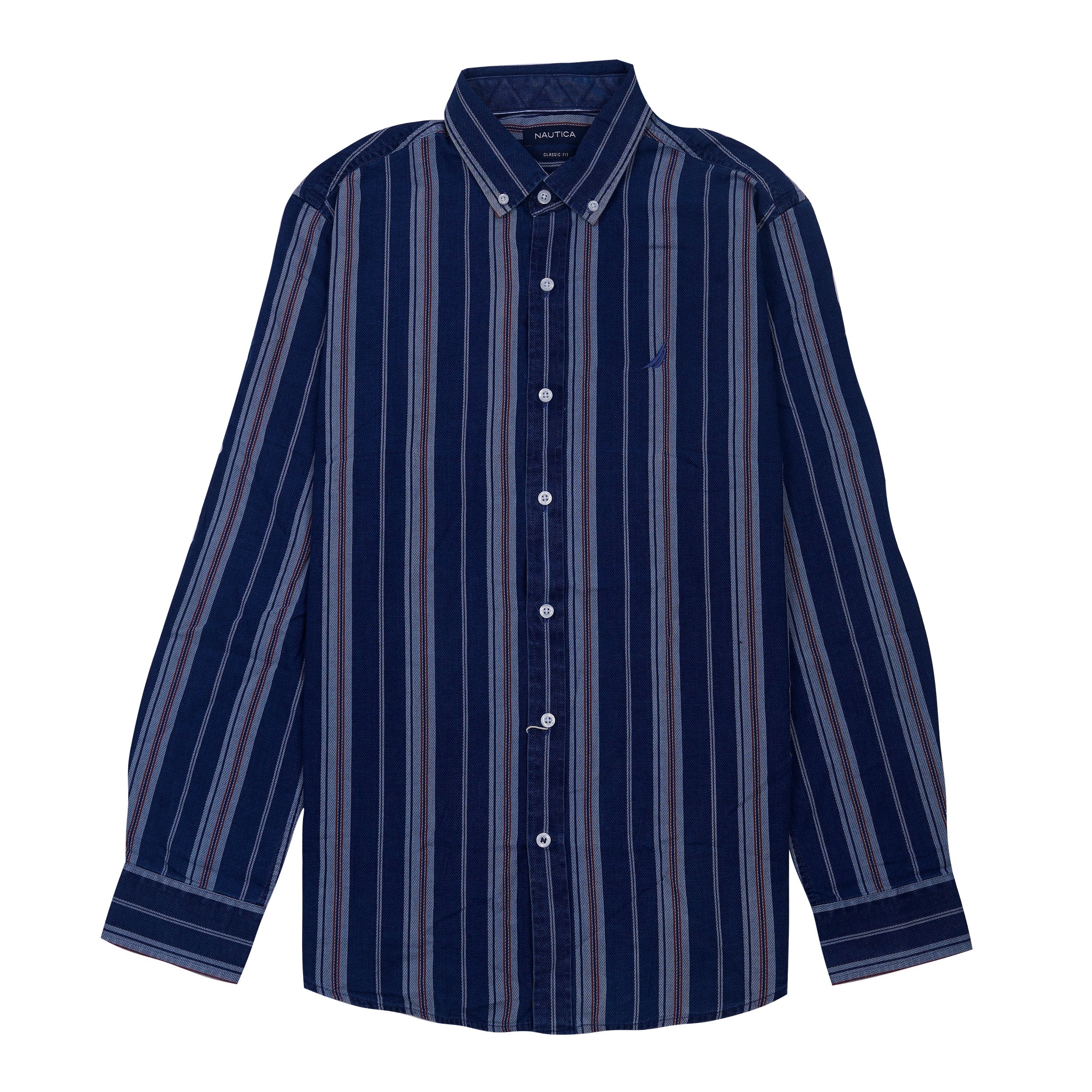 NAUTICA Enchanted Azure Classic Fit Striped Button-Up Shirt