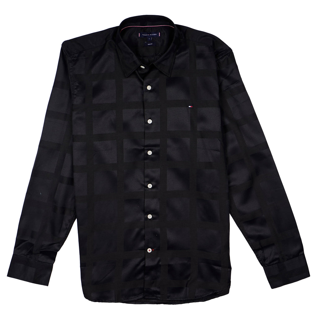 TOMMY HILFIGER Prismatic Charcoal Slim Fit Long Sleeve Shirt