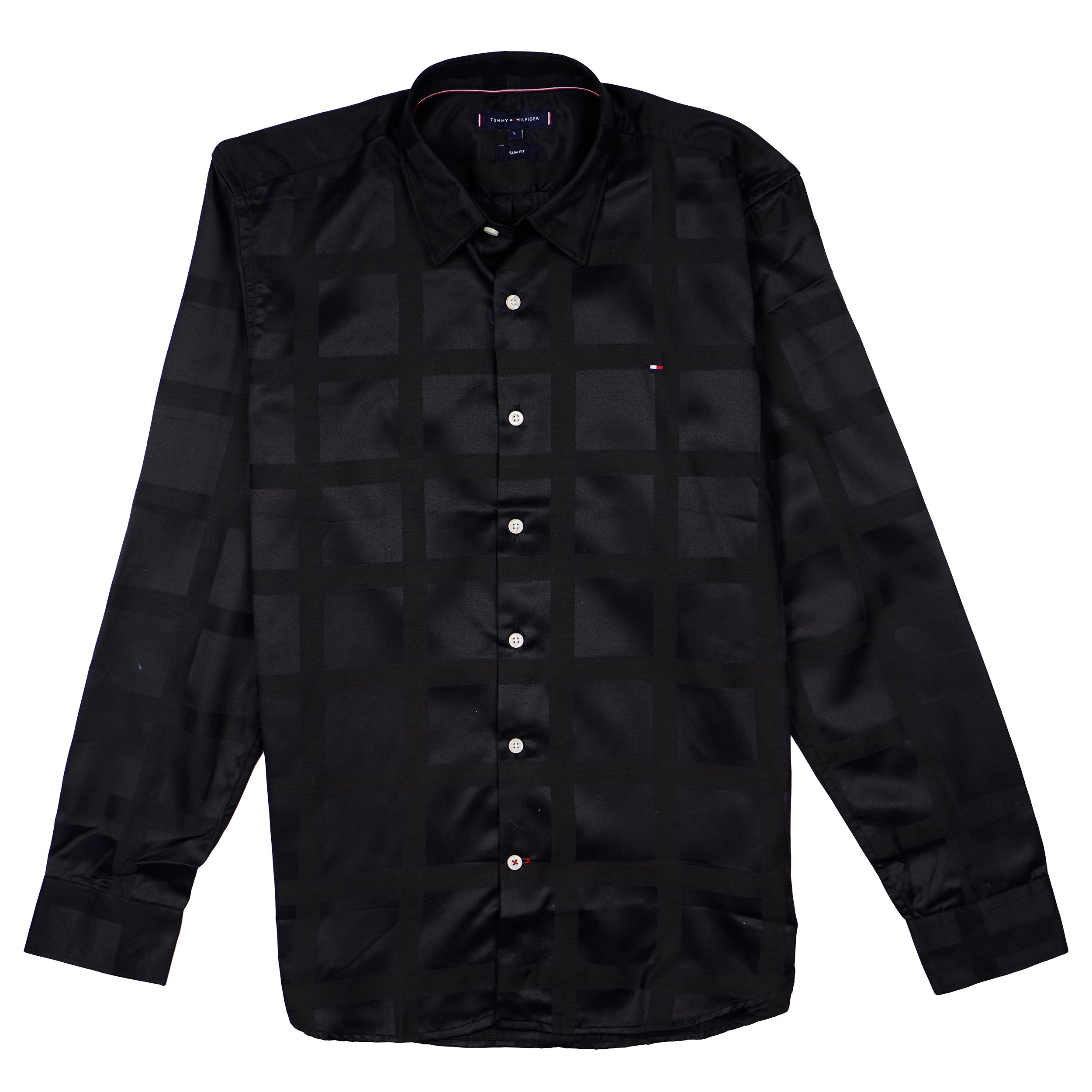 TOMMY HILFIGER Prismatic Charcoal Slim Fit Long Sleeve Shirt