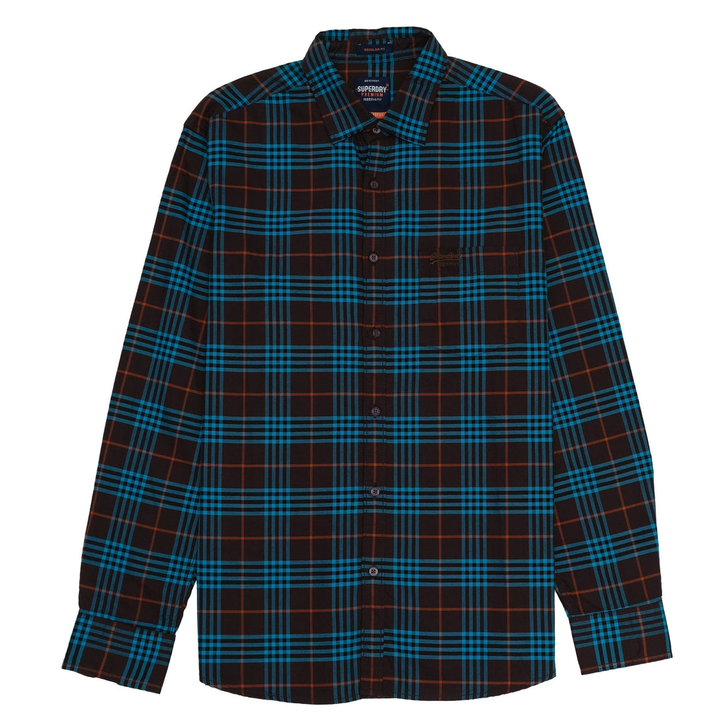 SUPERDRY Rustic Cedar and Azure Check Slim Fit Long Sleeve Shirt