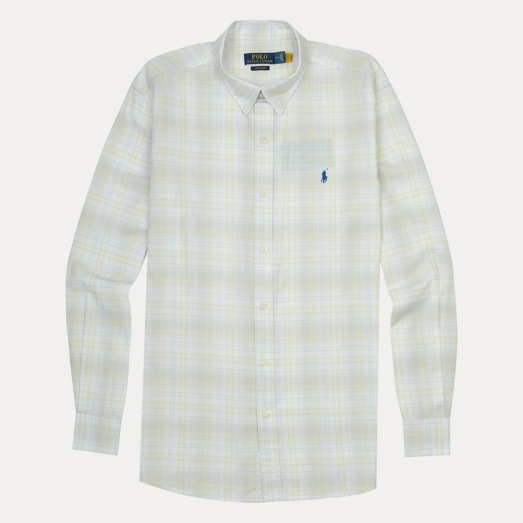 POLO Ralph Lauren Custom Fit Plaid Shirt in Soft Yellow