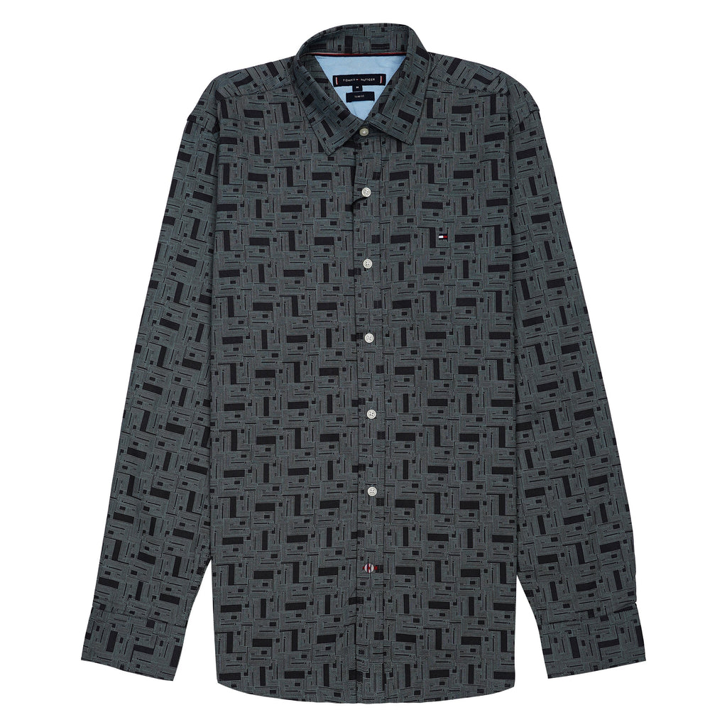 TOMMY HILFIGER Opulent Slate Tailored Fit Long Sleeve Button-Down Shirt