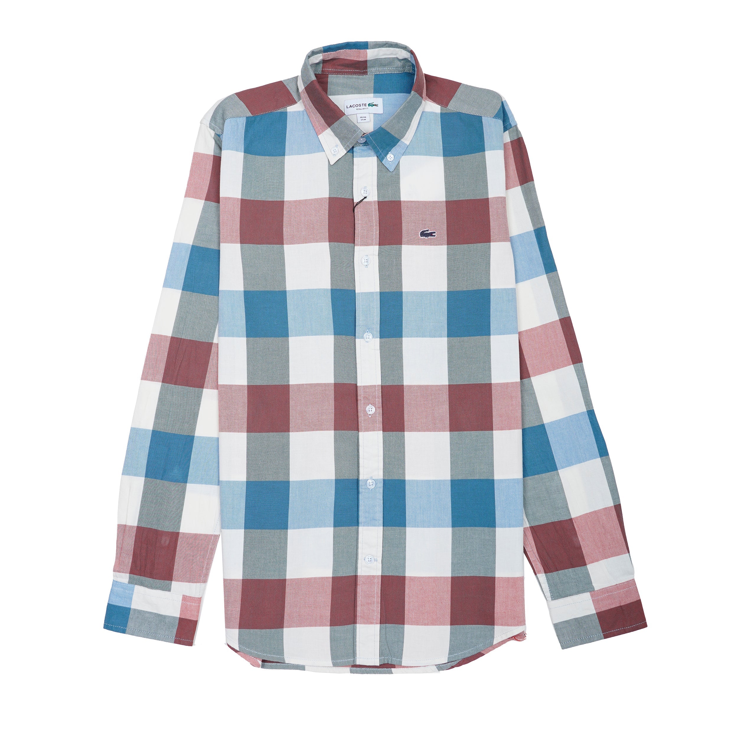 LACOSTE Prismatic Jade Tailored Fit Long Sleeve Checkered Shirt