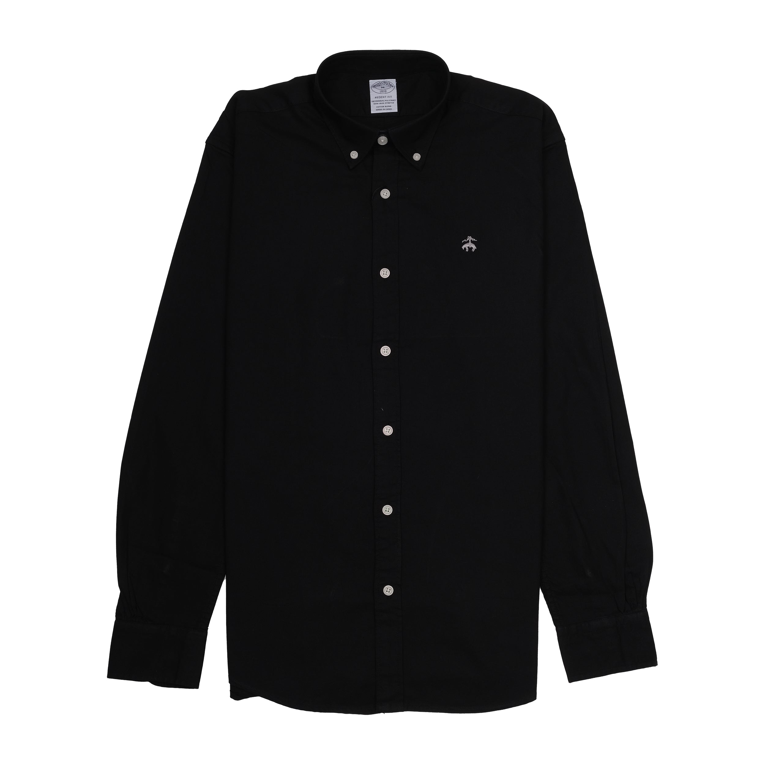 BROOKS BROTHERS Midnight Onyx Regent Fit Long Sleeve Stretch Oxford Shirt