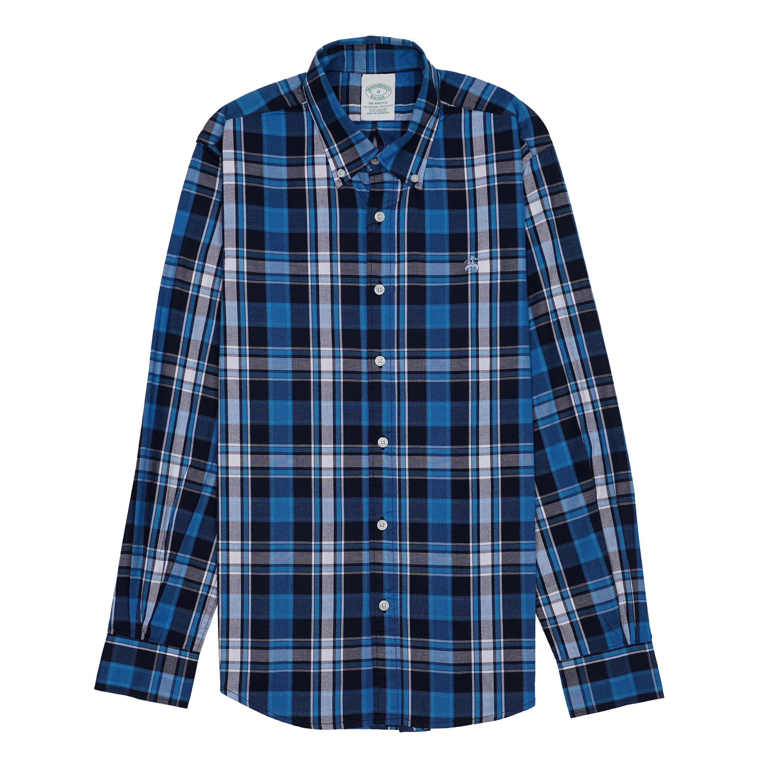 BROOKS BROTHERS Prismatic Teal Tailored Fit Long Sleeve Stretch Oxford Shirt