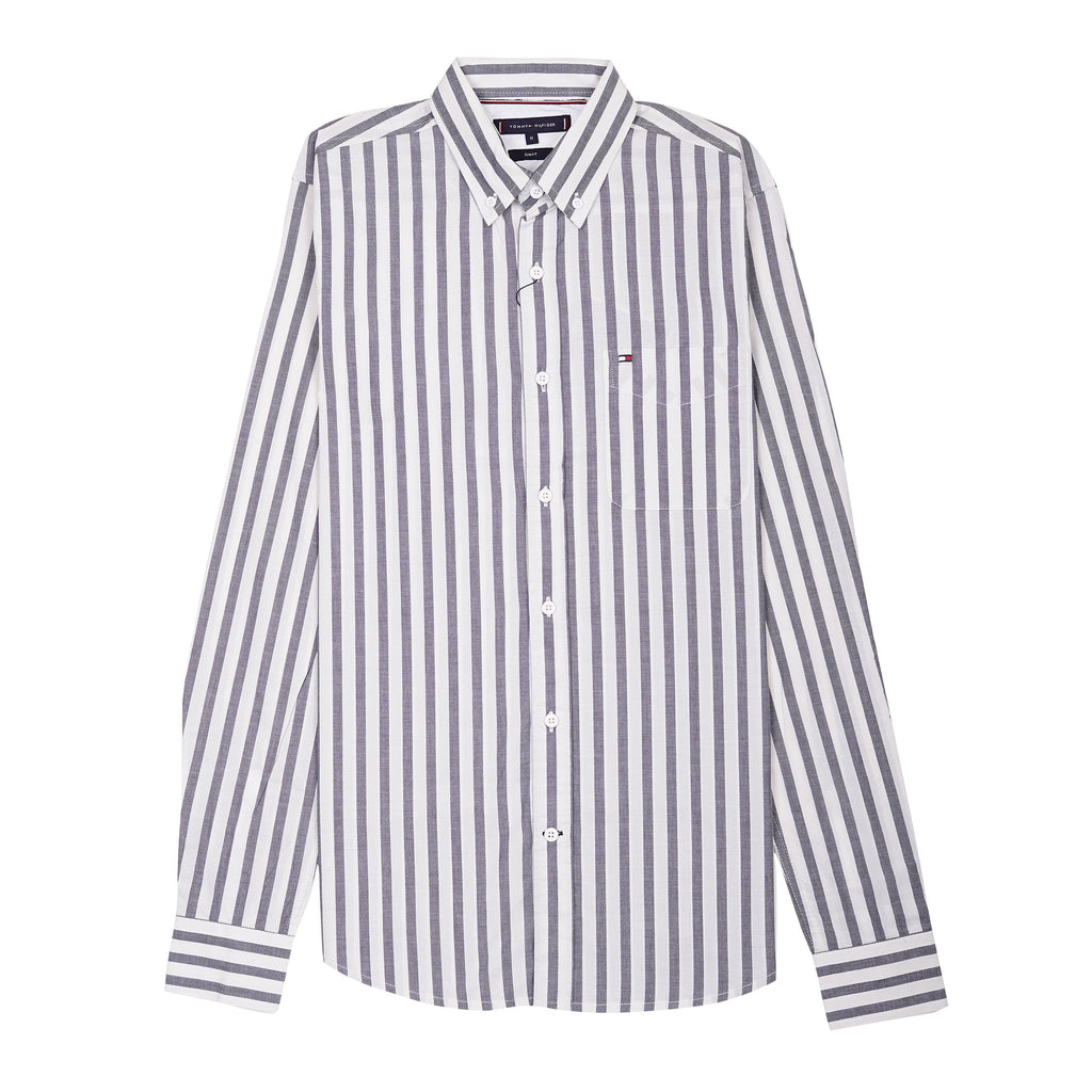 TOMMY HILFIGER Whispering Slate Tailored Fit Long Sleeve Button-Up Shirt