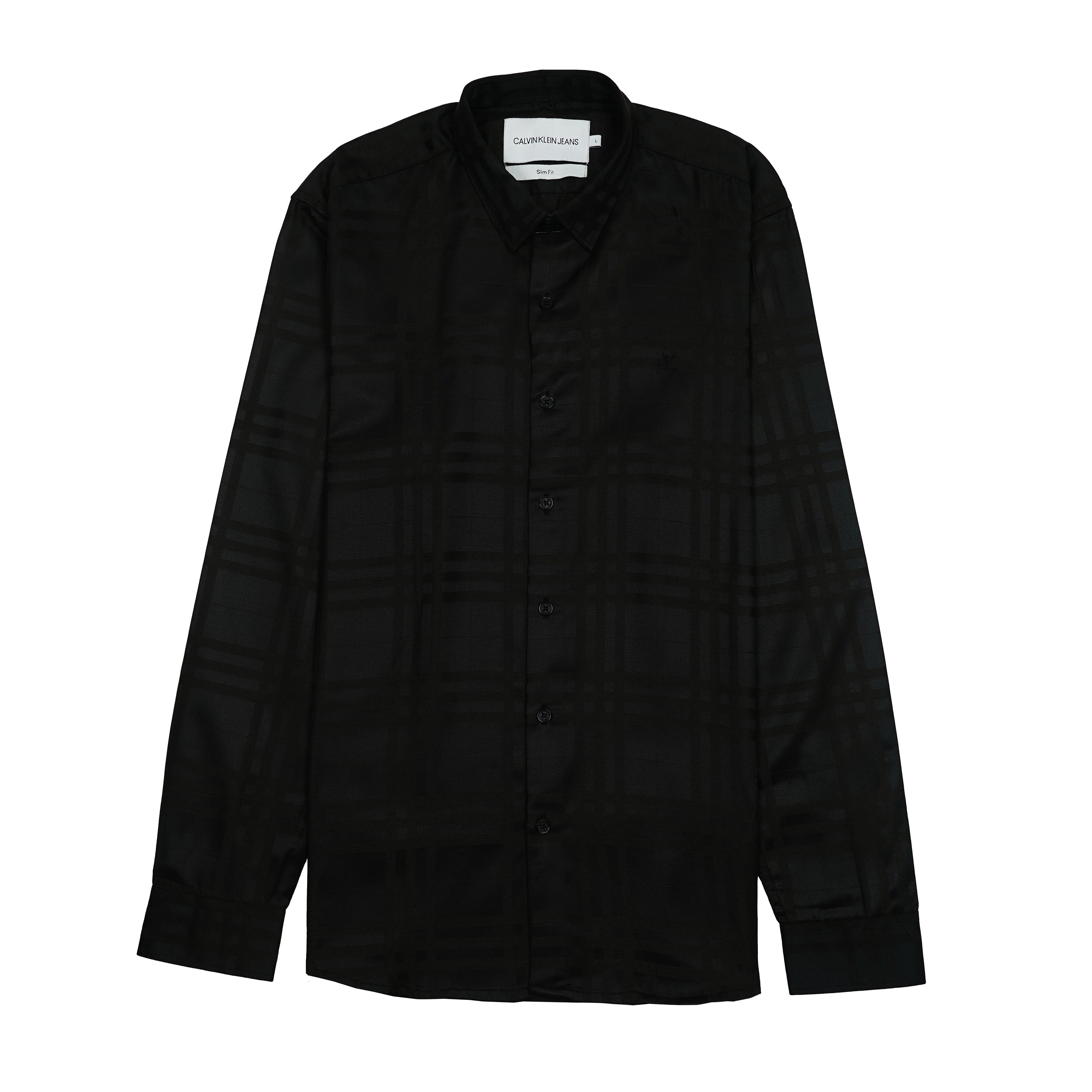 CALVIN KLEIN JEANS Prismatic Onyx Whisper Tailored Fit Long Sleeve Silk Shirt