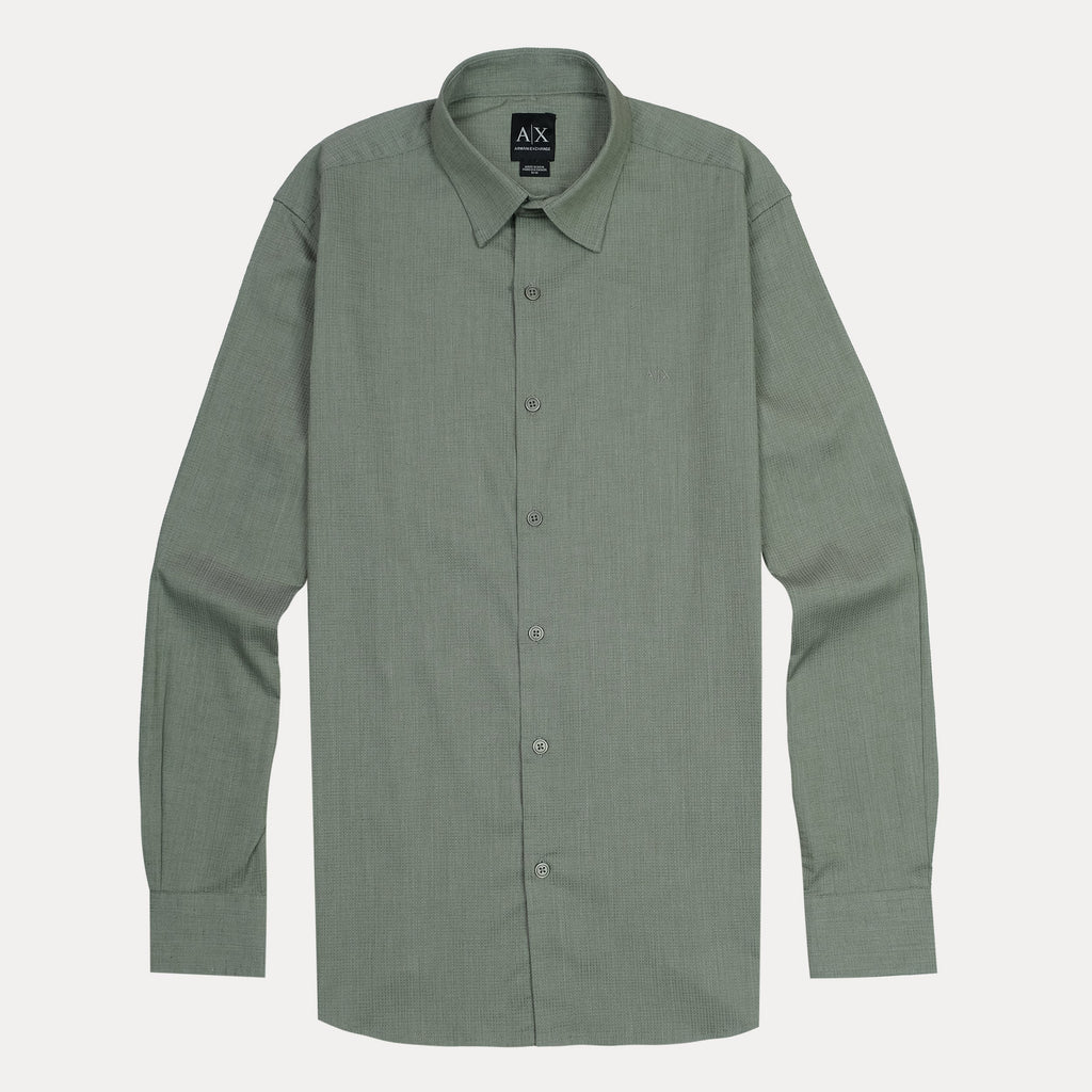 ARMANI EXCHANGE Mystic Fern Tailored Fit Long Sleeve Textured Shirt