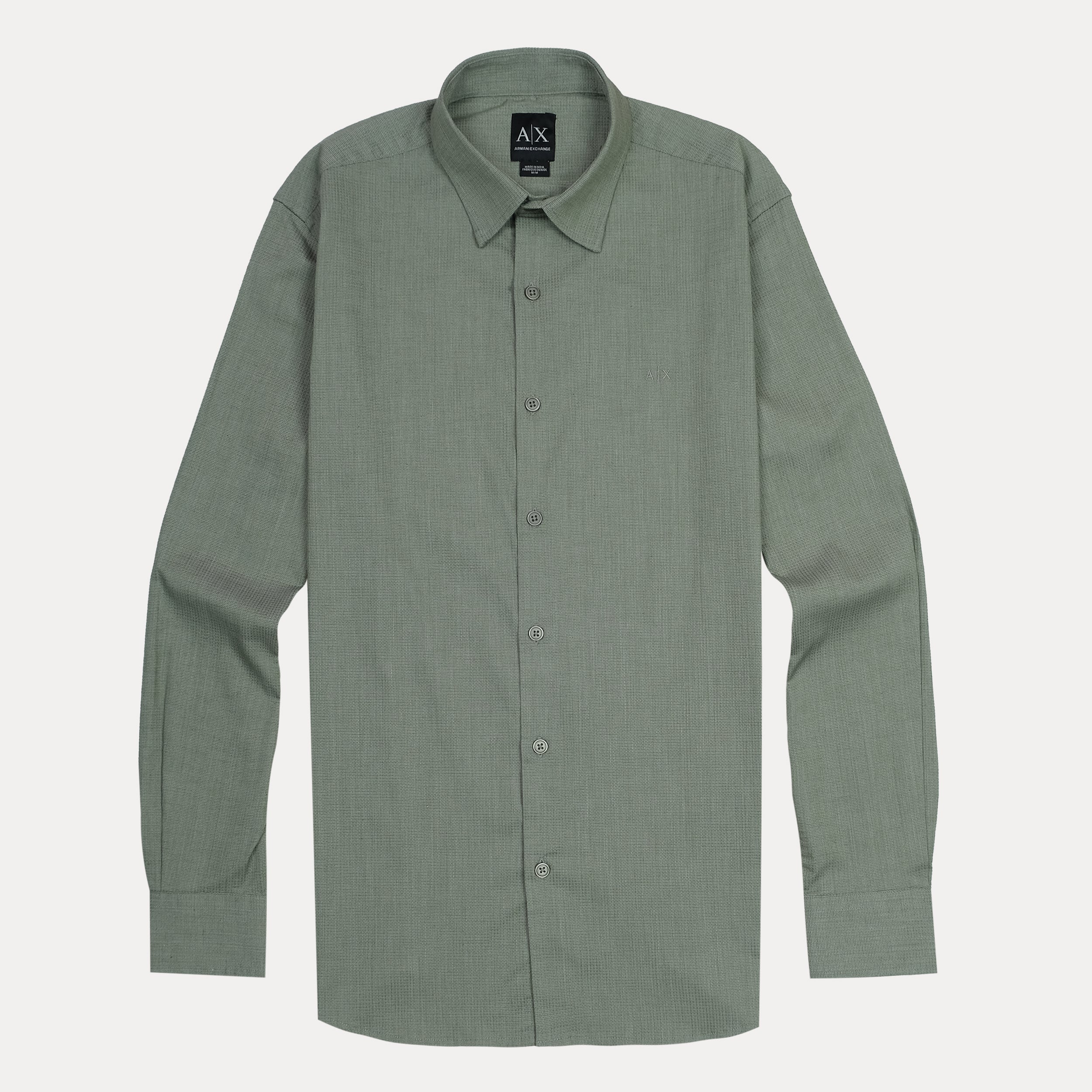 ARMANI EXCHANGE Mystic Fern Tailored Fit Long Sleeve Textured Shirt