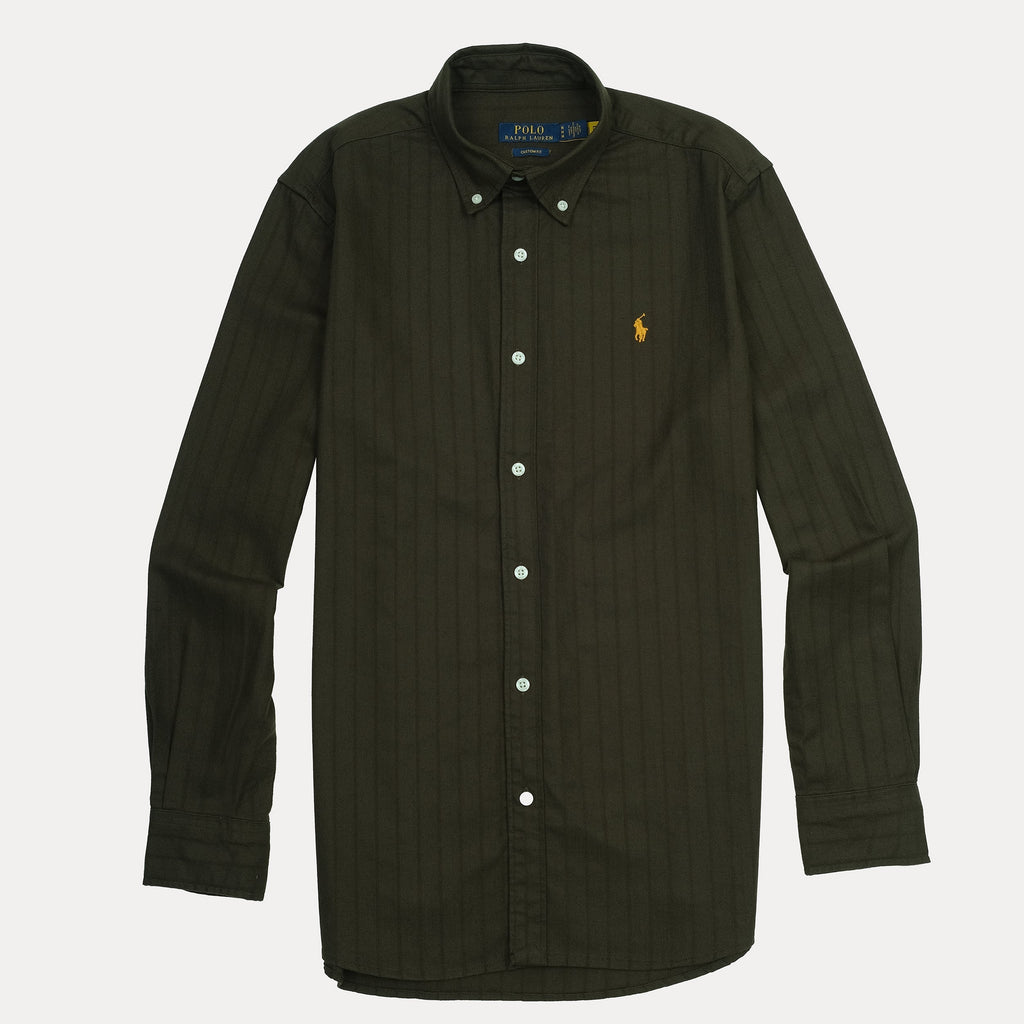 POLO RALPH LAUREN Forest Sage Tailored Fit Long Sleeve Striped Button-Up Shirt