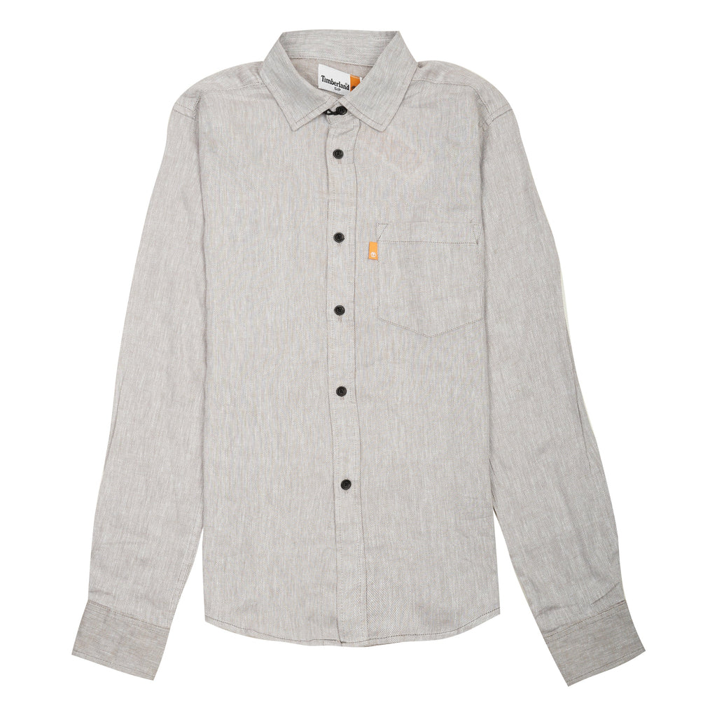 TIMBERLAND Whispering Sand Tailored Fit Long Sleeve Linen-Blend Shirt