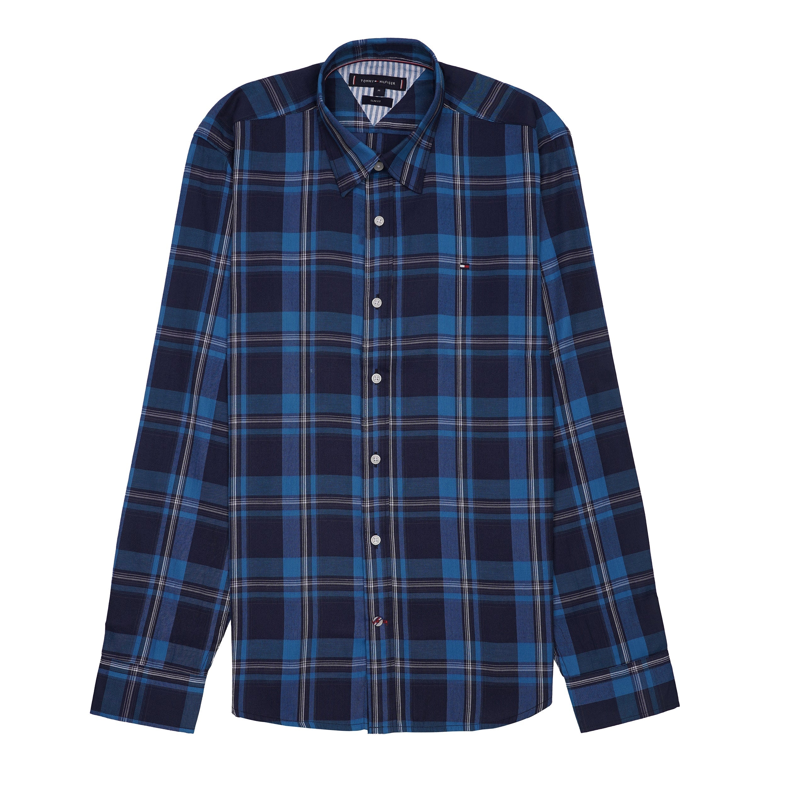 TOMMY HILFIGER Radiant Indigo Tailored Fit Long Sleeve Flannel Shirt