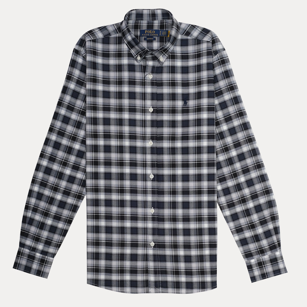 POLO RALPH LAUREN Twilight Charcoal Custom Fit Long Sleeve Plaid Button-Down Shirt