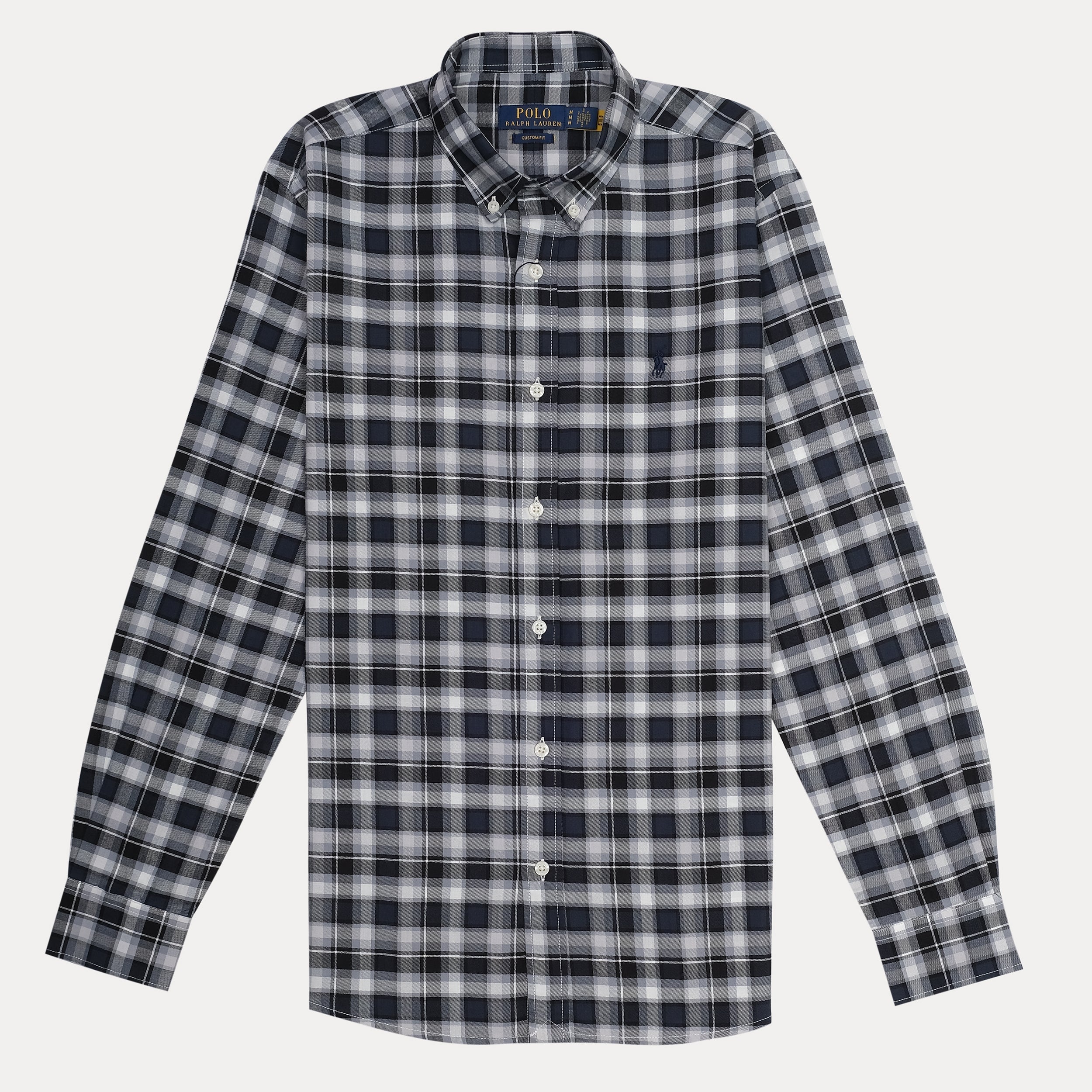 POLO RALPH LAUREN Twilight Charcoal Custom Fit Long Sleeve Plaid Button-Down Shirt